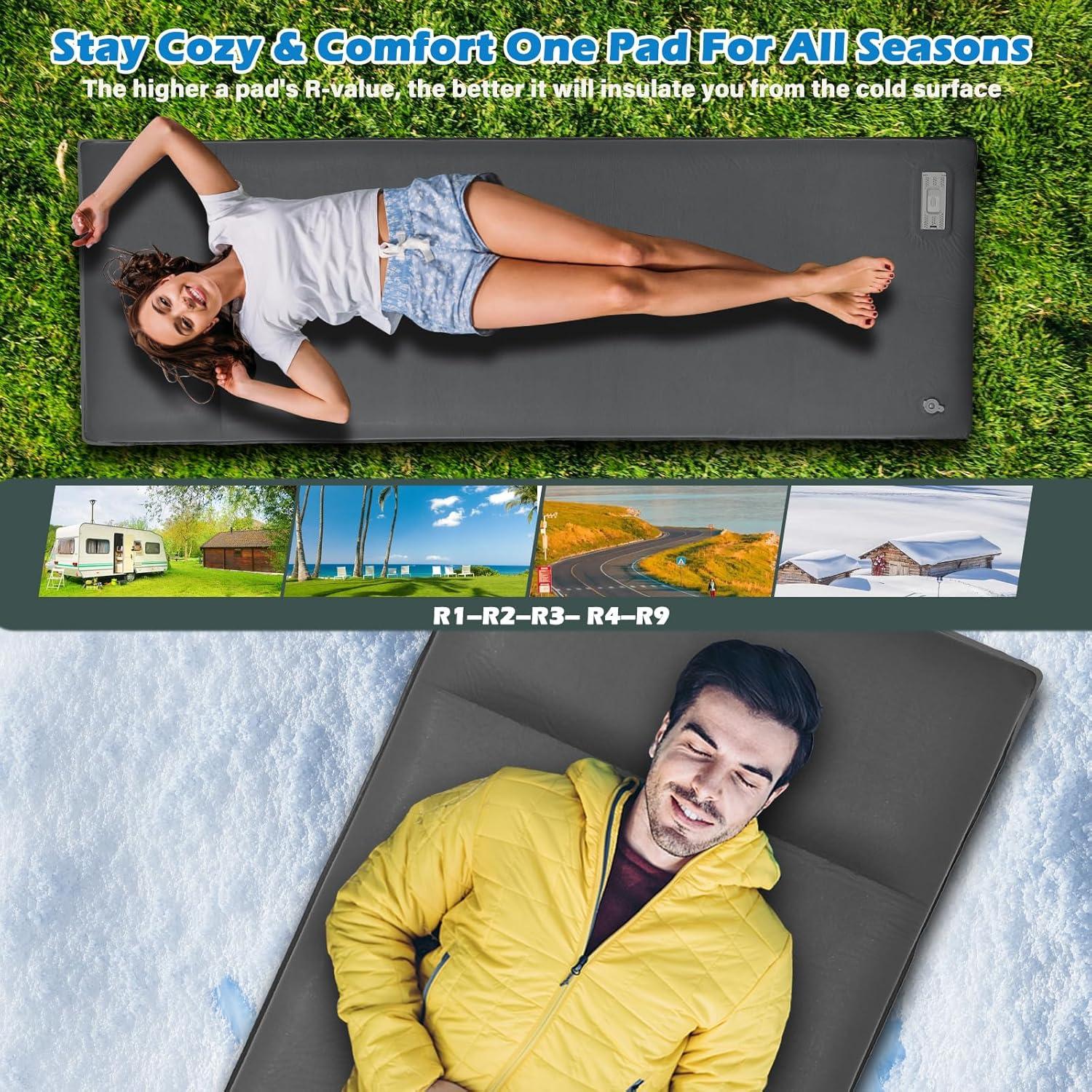 Colchoneta de Camping Autoinflable DOYXC 8 cm con Almohada