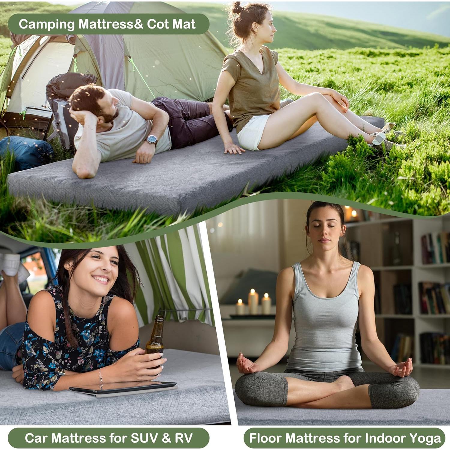 Colchón de Camping HOMBYS Espuma Viscoelástica 7.62 cm Gris