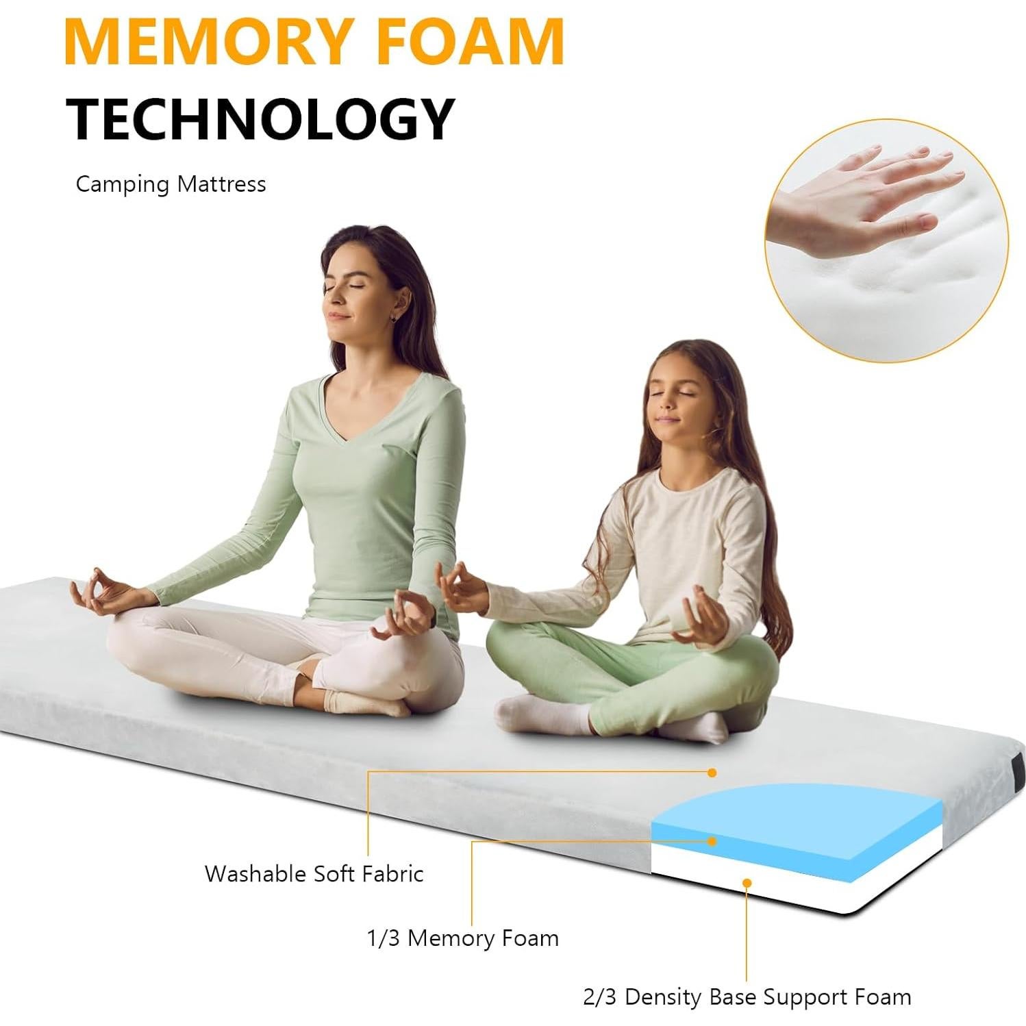 Almohadilla de Camping Outvita 2.5" Espuma Viscoelástica Gris