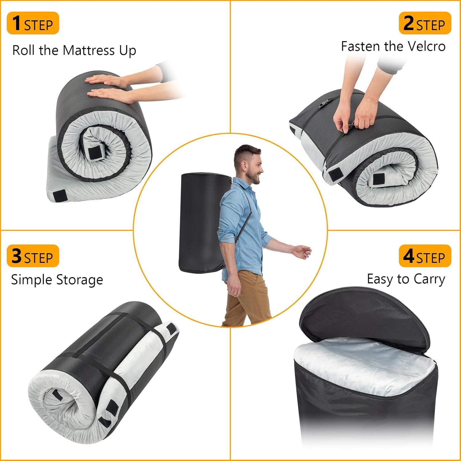 Almohadilla de Camping Outvita 2.5" Espuma Viscoelástica Gris