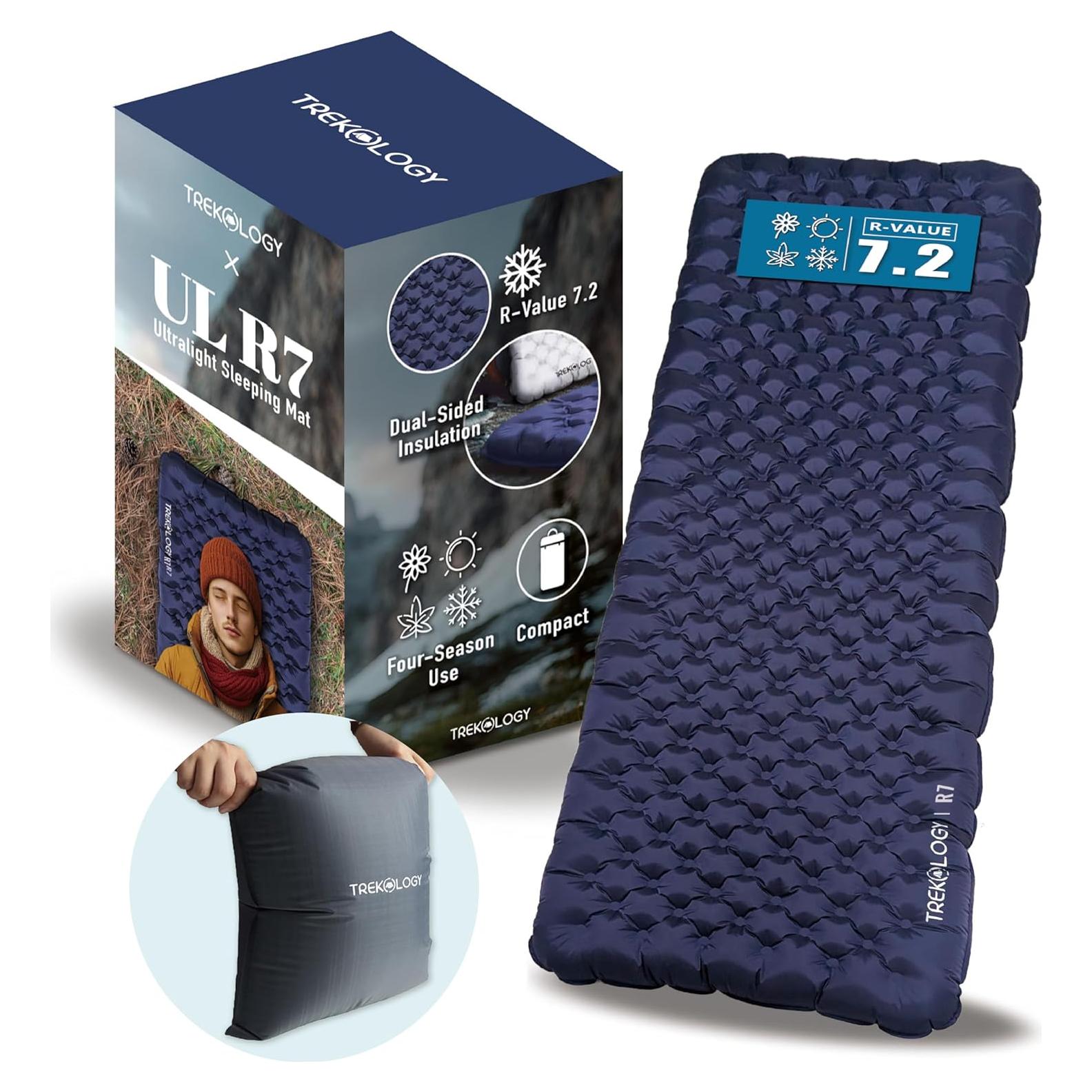 Colchón de Camping TREKOLOGY UL R7 180x60 cm + Saco Bomba 30L