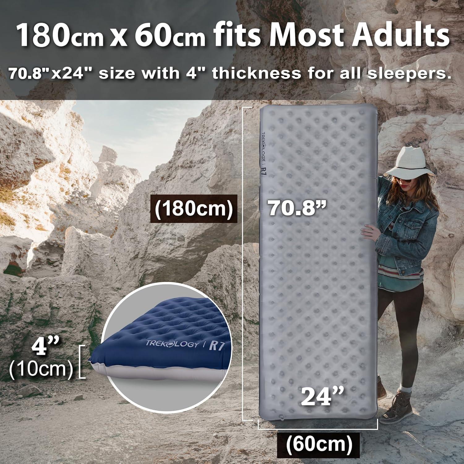 Colchón de Camping TREKOLOGY UL R7 180x60 cm + Saco Bomba 30L