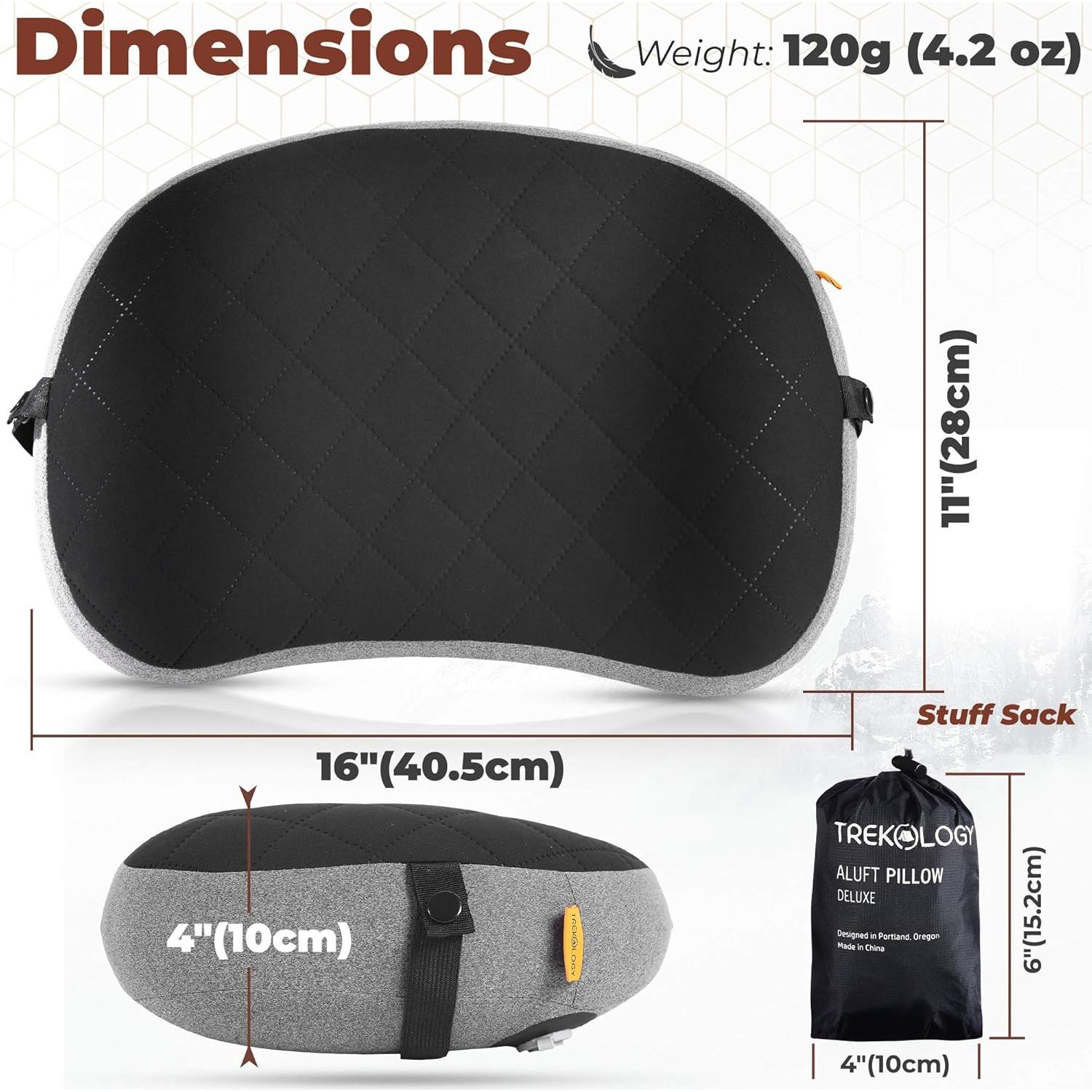 Almohada Inflable de Camping TREKOLOGY Deluxe 40.5x28 cm