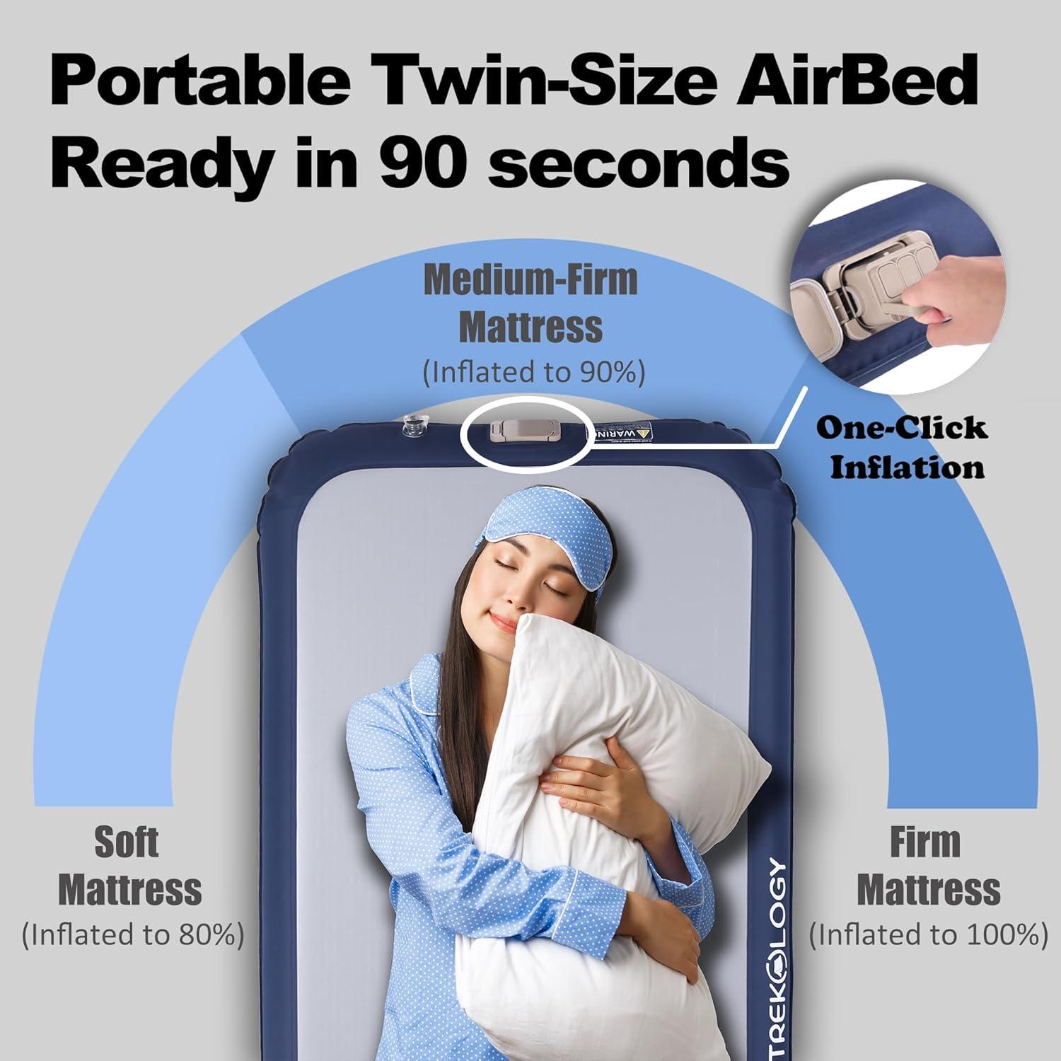 Colchón de Aire Twin TREKOLOGY con Bomba Integrada 20 cm