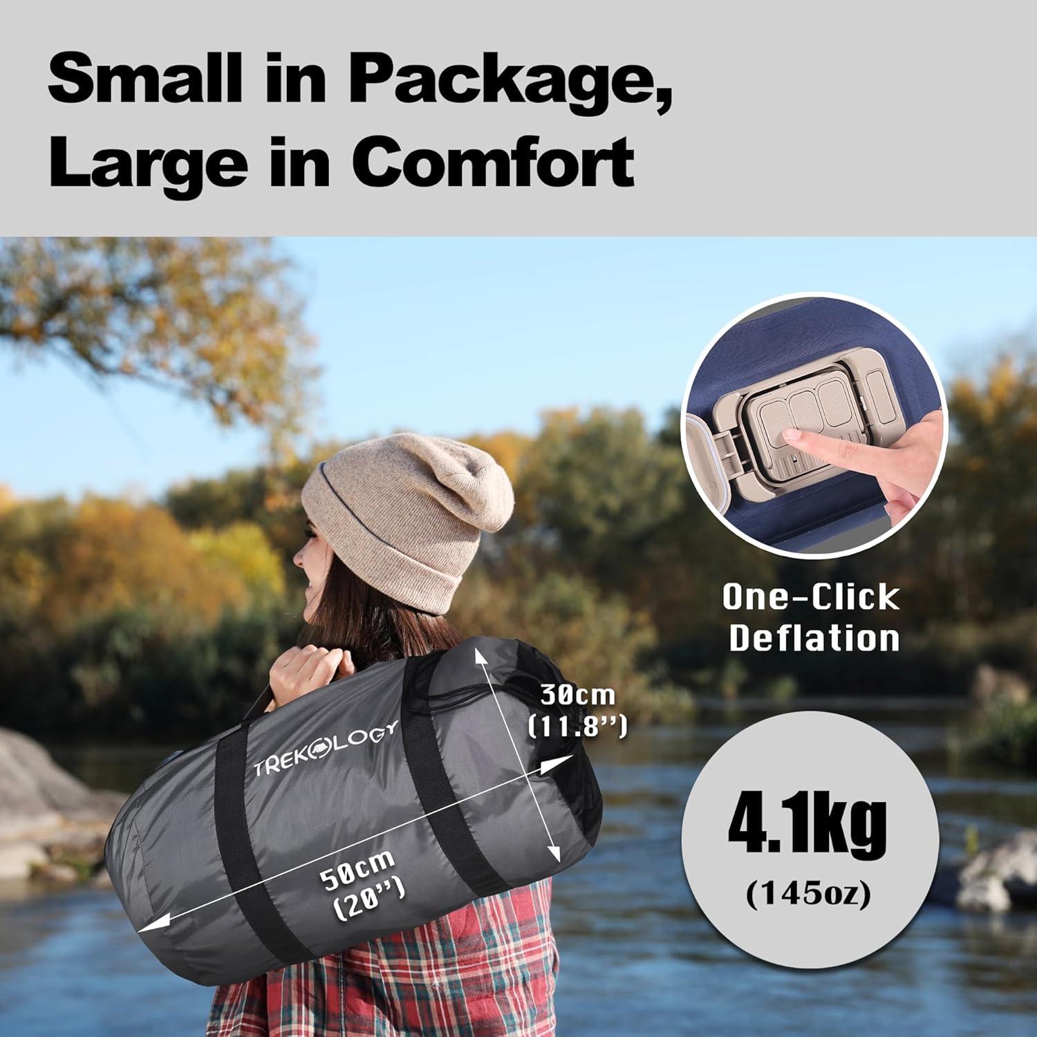 Colchón de Aire Twin TREKOLOGY con Bomba Integrada 20 cm