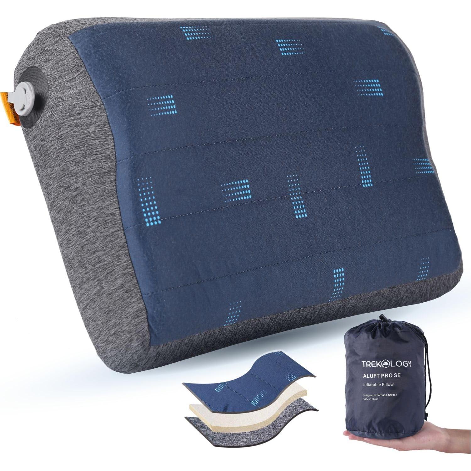 TREKOLOGY ULR7 Camping Sleeping Pad & ALUFT Pro SE Inflatable Pillow Bundle– Ultra-Light Insulated Sleeping Mat with Foam-Padded Case Camping Pillow– Perfect for Backpacking, Hiking & Outdoor Comfort