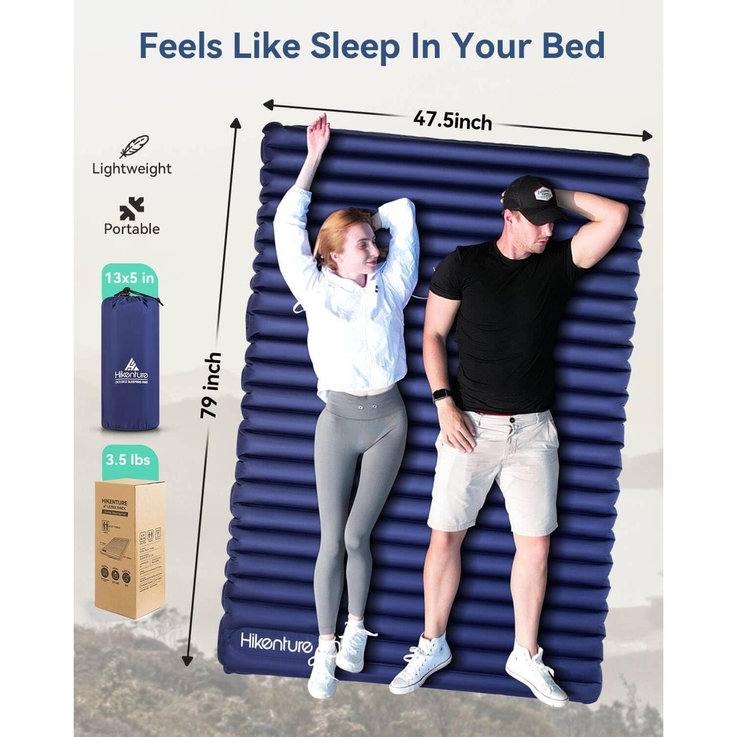 Colchón Inflable Doble Hikenture 200x120 cm 4" para Camping