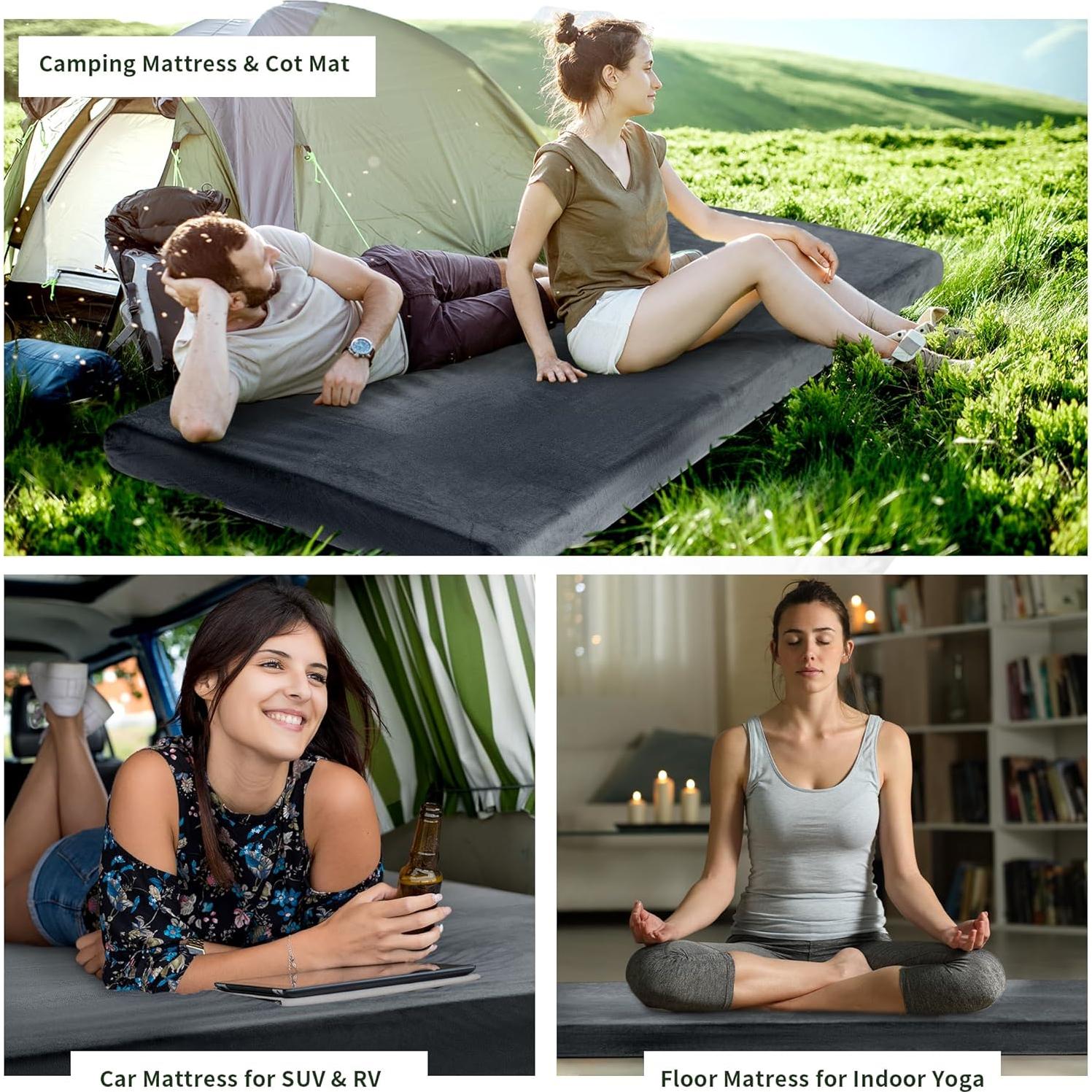 Colchón de Camping HOMBYS Espuma Viscoelástica 3" Impermeable