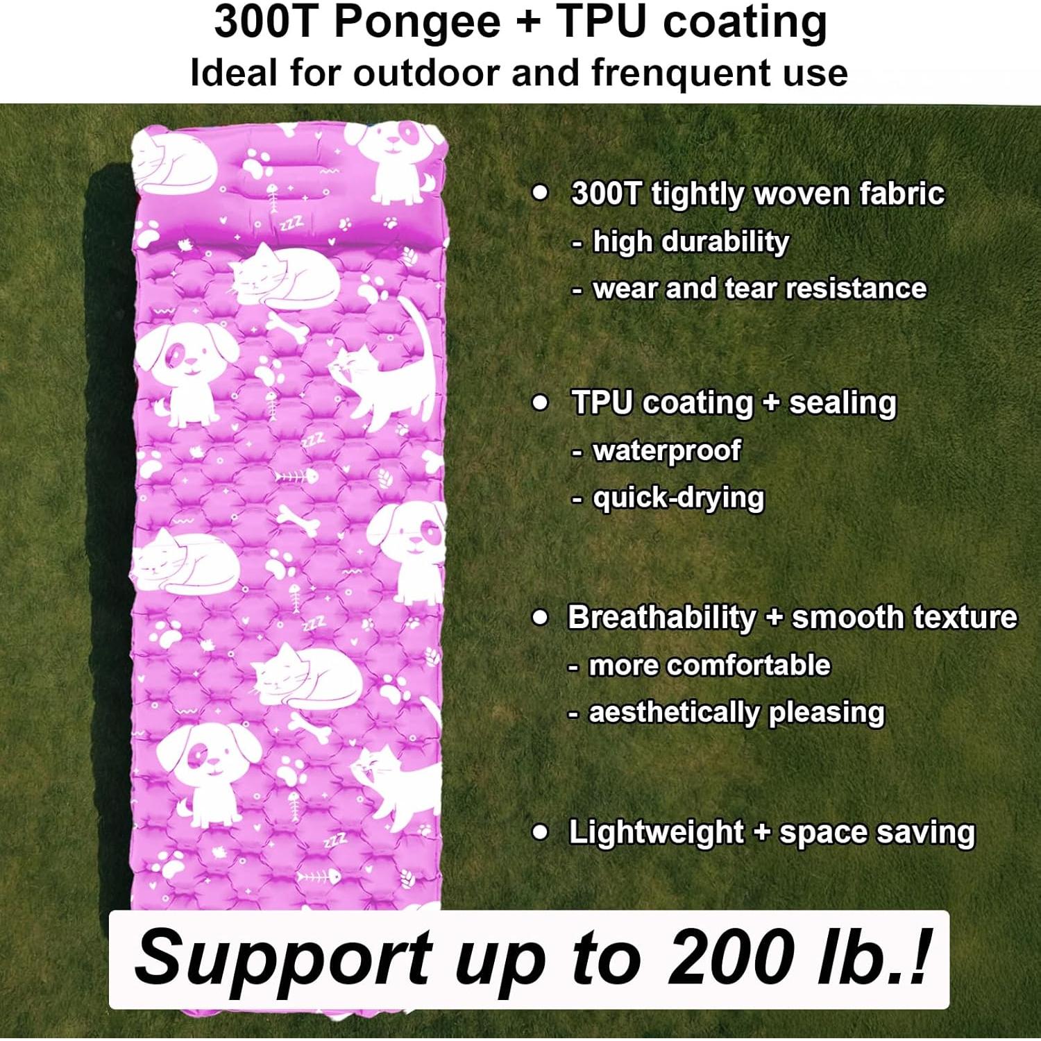 Colchón Inflable KidzAdventure 1.65m con Bomba y Almohada Rosa