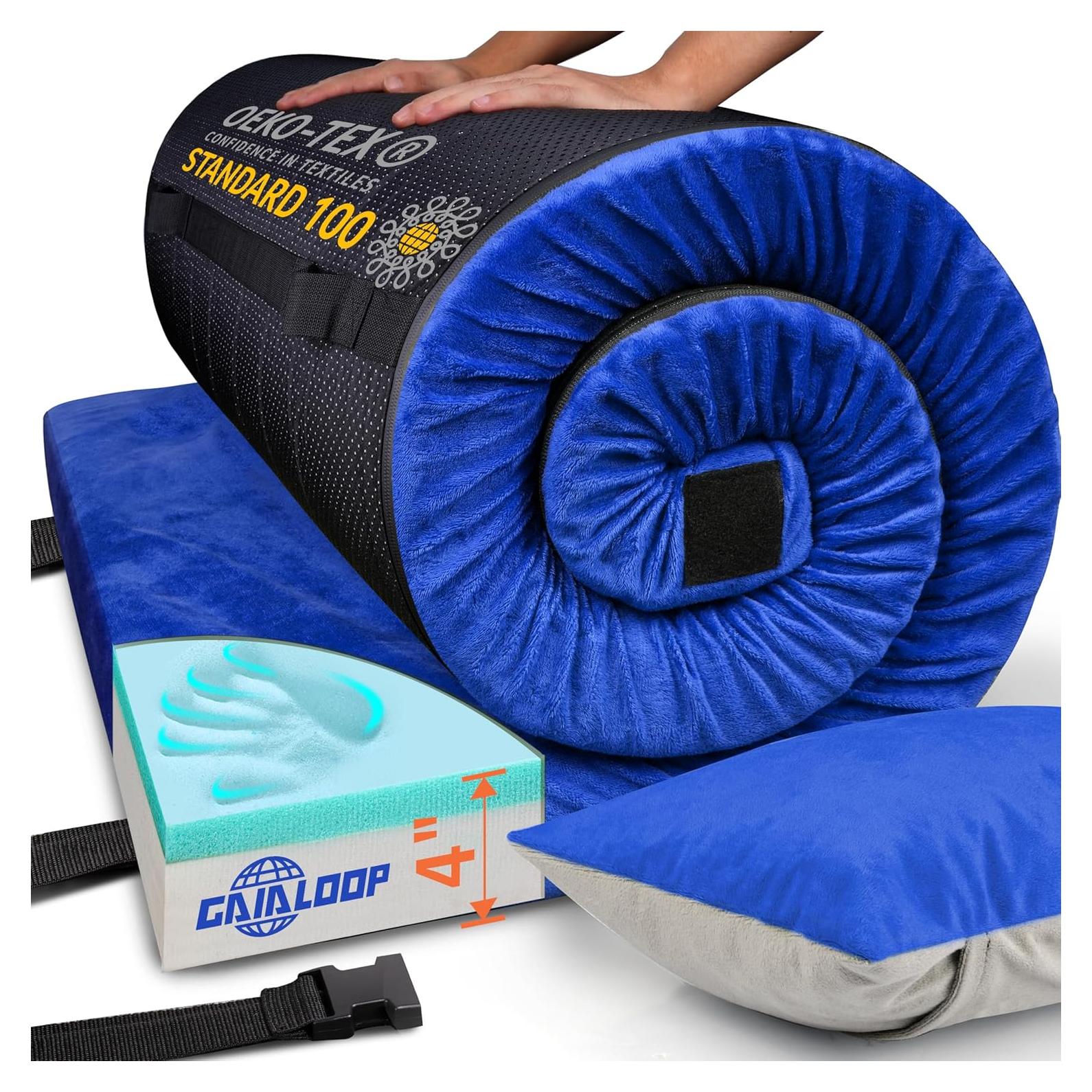 Colchón de Camping Viscoelástico Gaialoop 10 cm Gemelo XL Verde