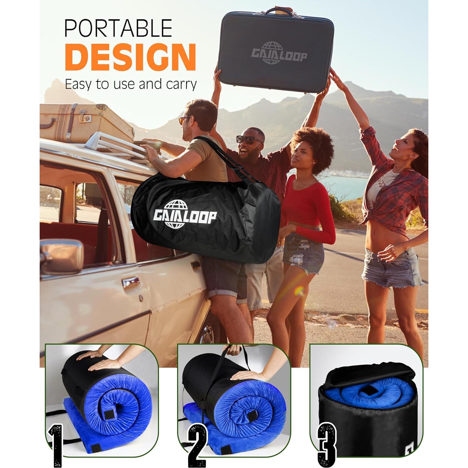 Colchón de Camping Viscoelástico Gaialoop 10 cm Gemelo XL Verde