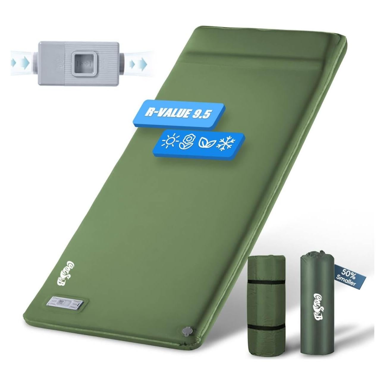 Colchoneta de Camping Autoinflable CoolSub T-EO5 8.13 cm con Almohada