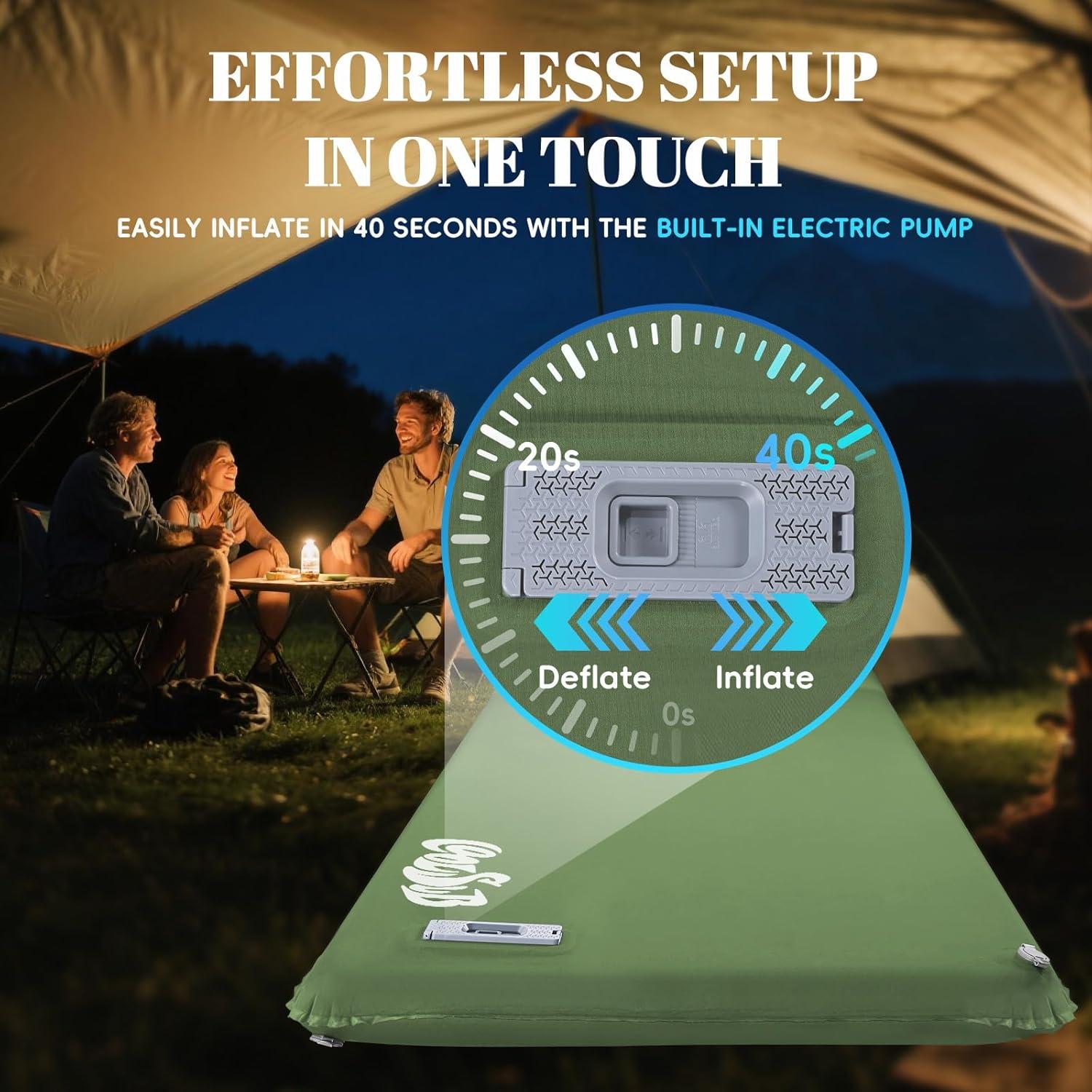 Colchoneta de Camping Autoinflable CoolSub T-EO5 8.13 cm con Almohada