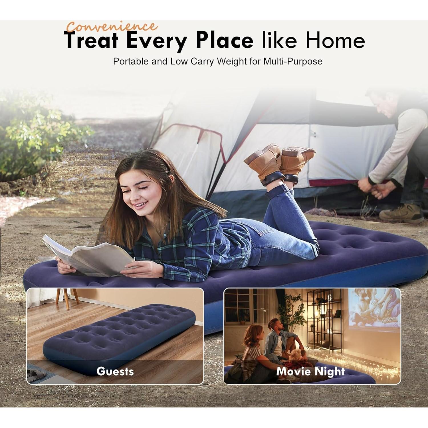 Colchón Inflable Individual RAPTAVIS 190.5x73.7 cm Azul Marino