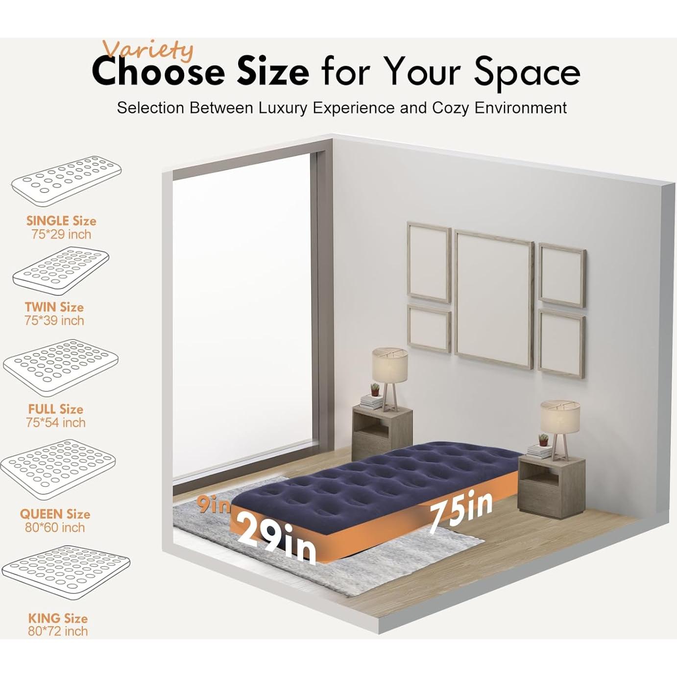 Colchón Inflable Individual RAPTAVIS 190.5x73.7 cm Azul Marino