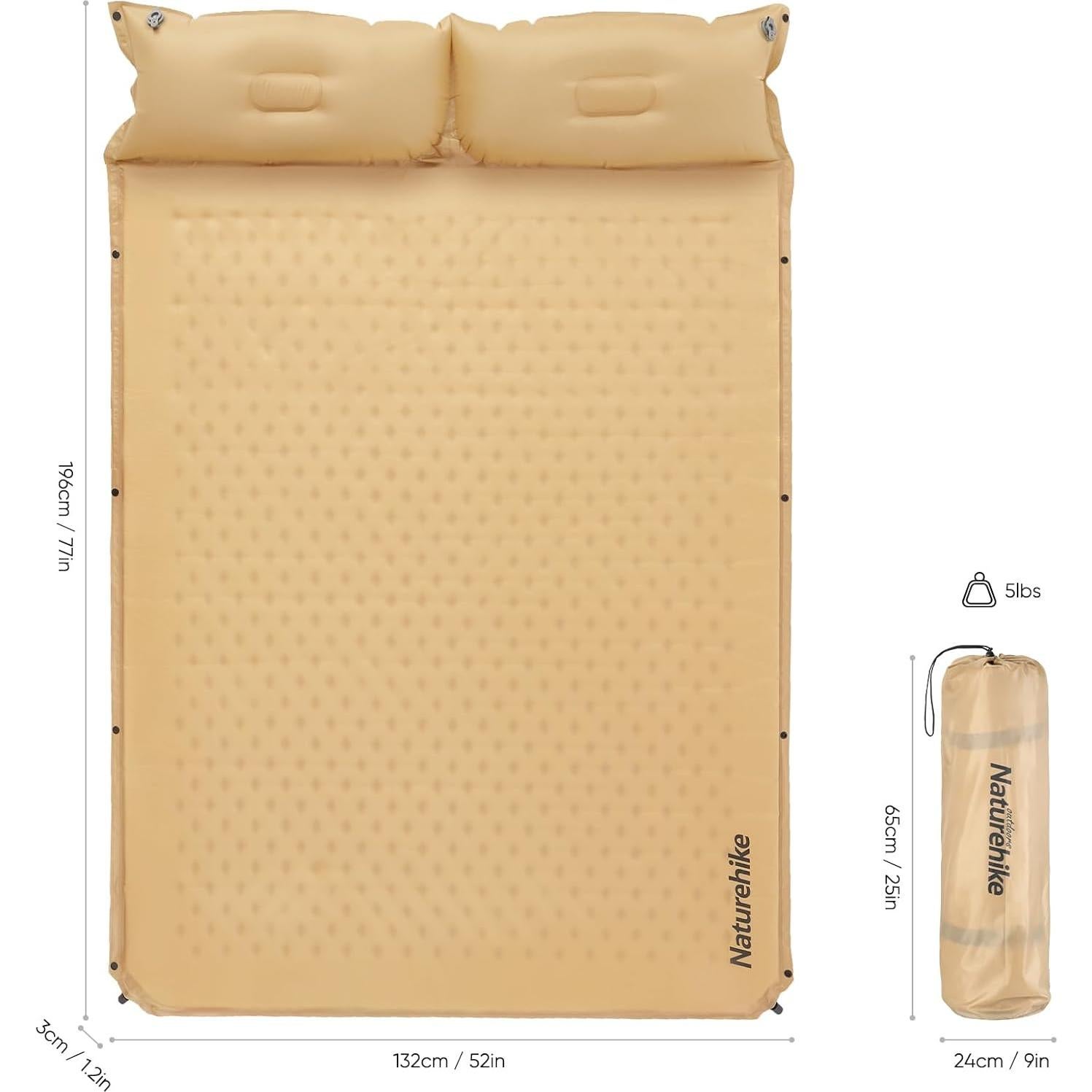 Colchón de Camping Naturehike D02-YN para 2 Personas Amarillo