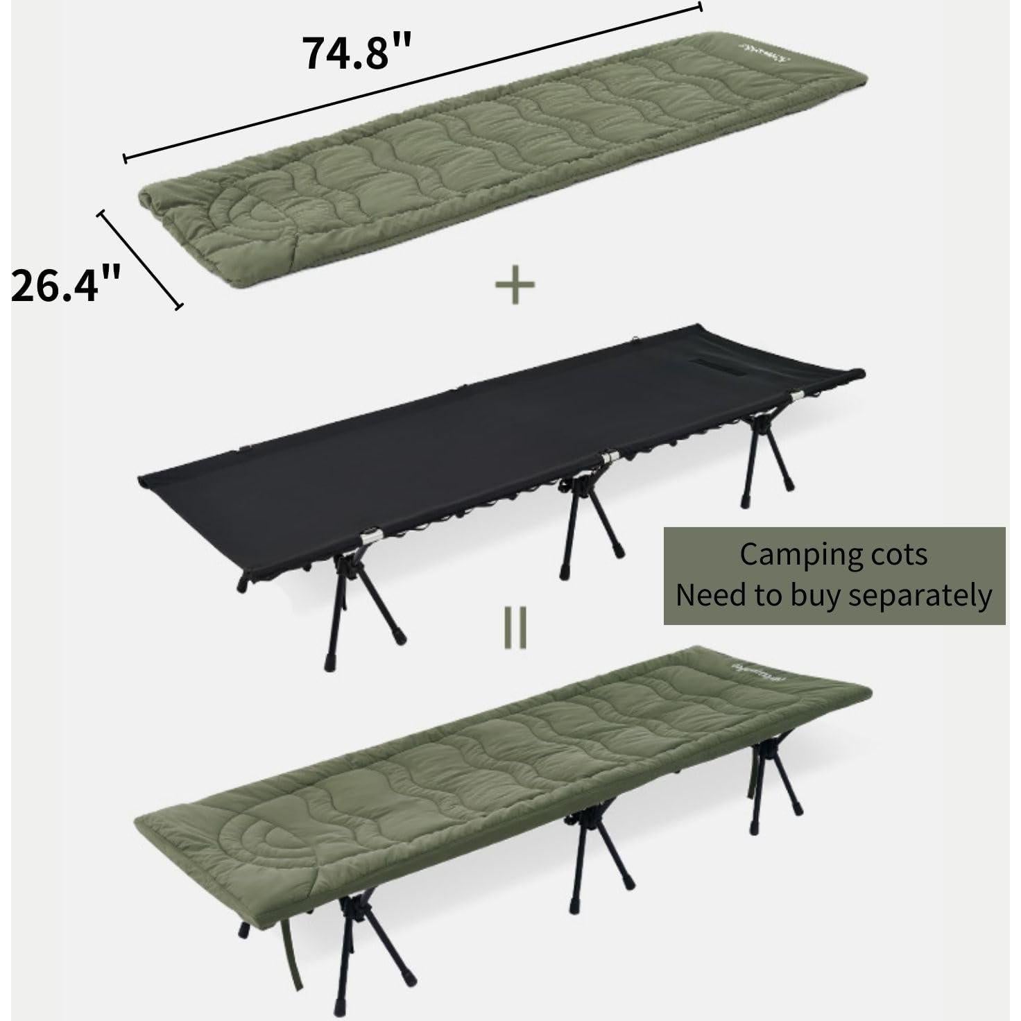 Colchón de Camping Windhike WH-74 Extra Grande Algodón Verde