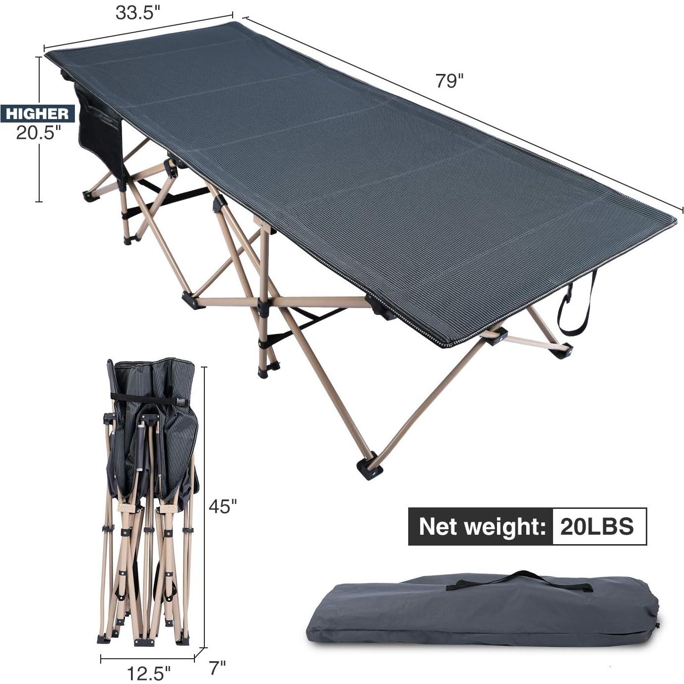 Cama de Camping Plegable REDCAMP XL 201x85cm 272kg Gris