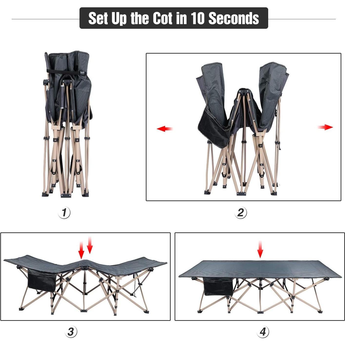 Cama de Camping Plegable REDCAMP XL 201x85cm 272kg Gris