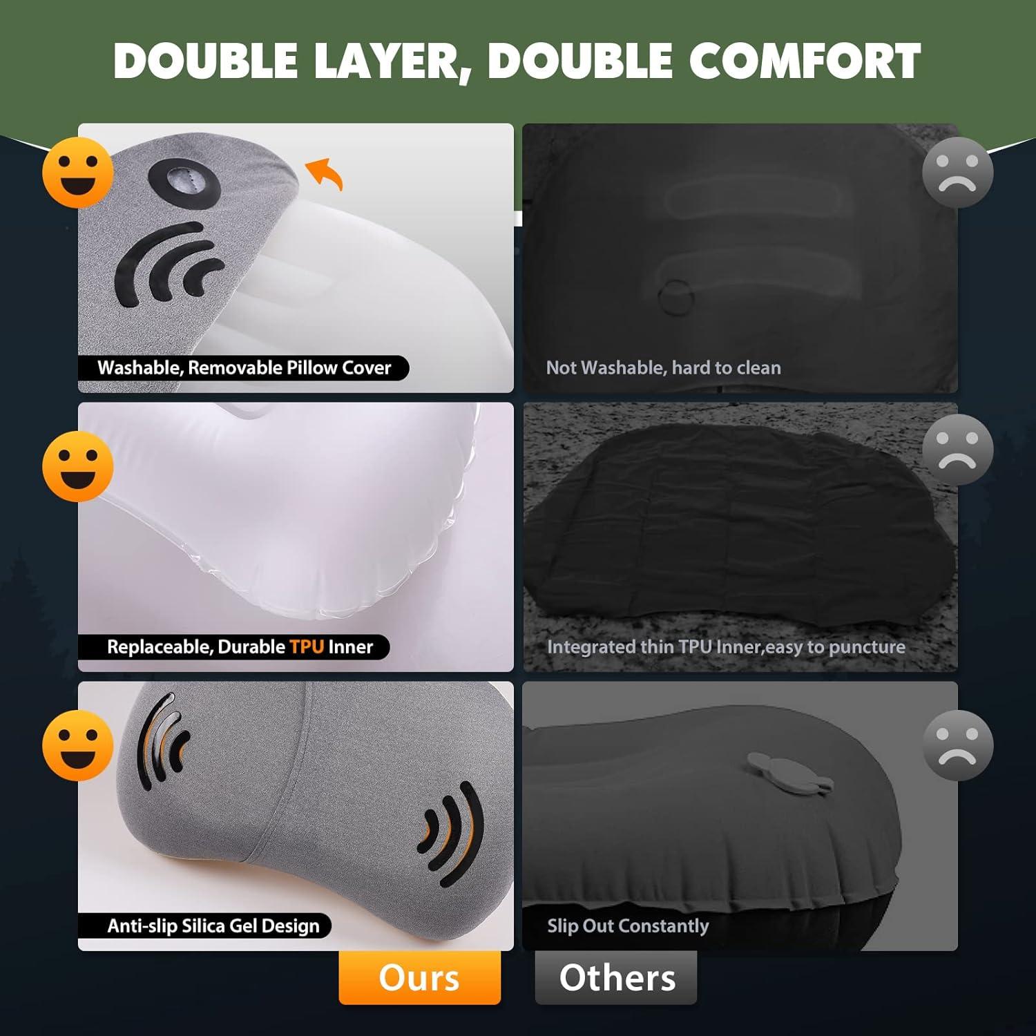 Almohada Inflable de Camping Hikenture Verde 43.2x26.7 cm