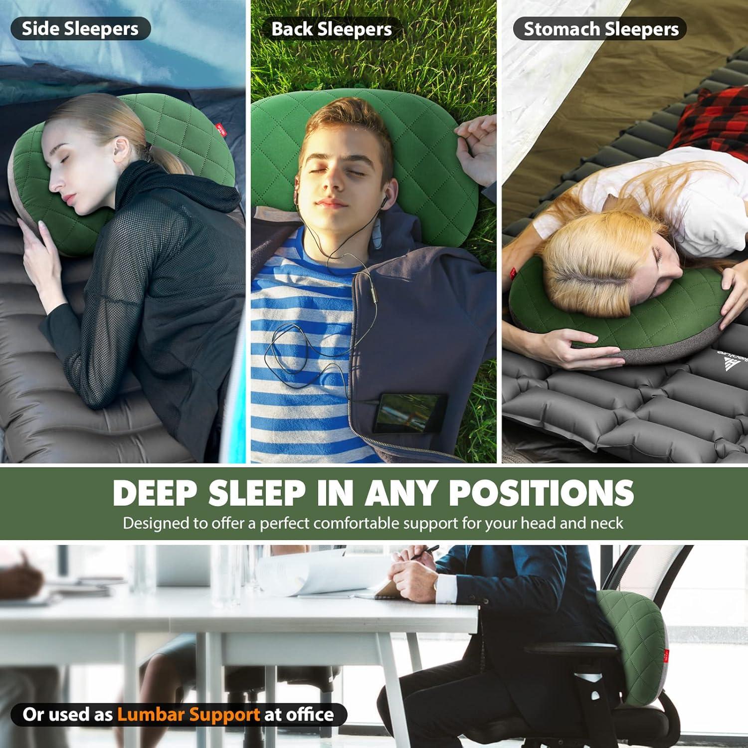 Almohada Inflable de Camping Hikenture Verde 43.2x26.7 cm