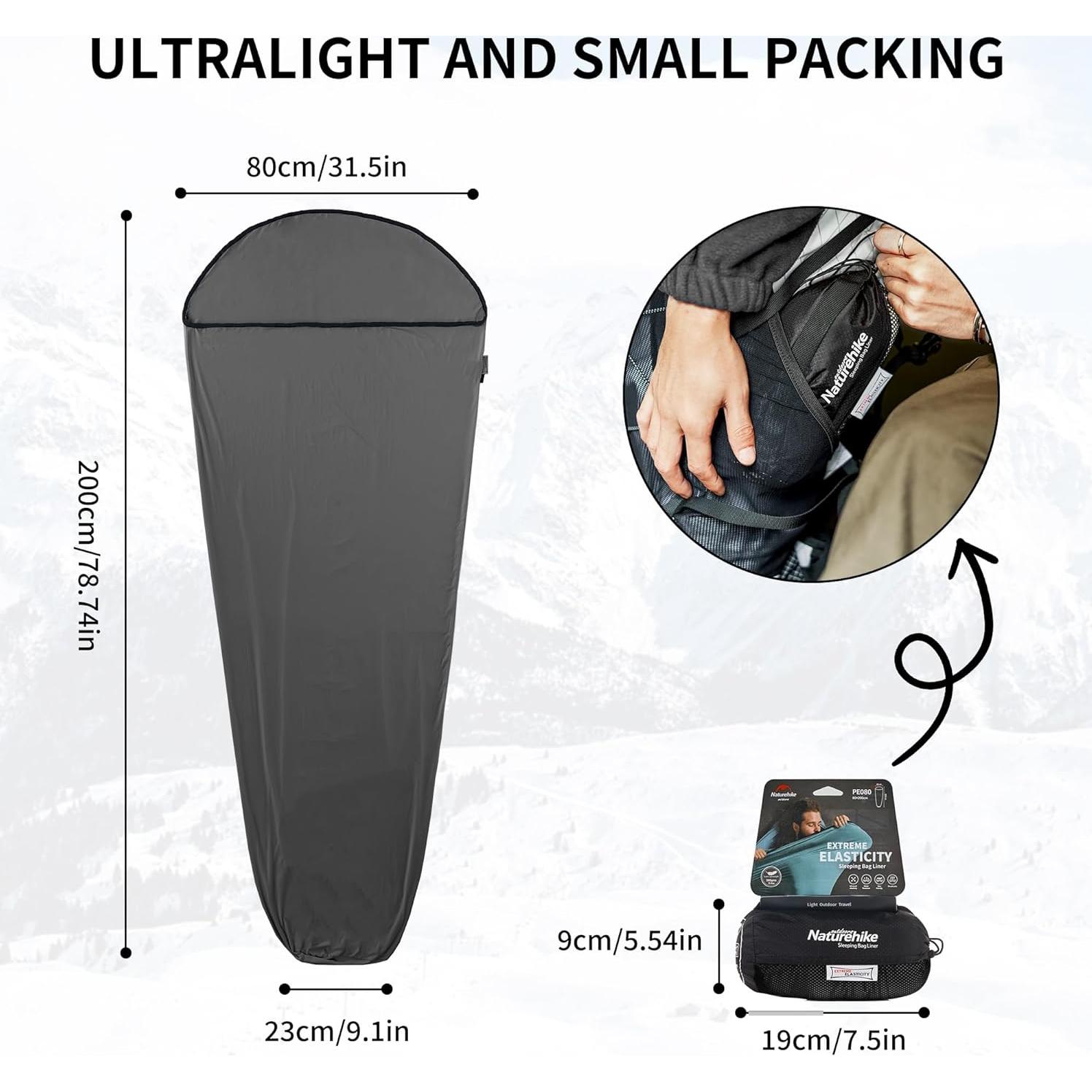Forro de Saco de Dormir Naturehike Alta Elasticidad 340g Gris