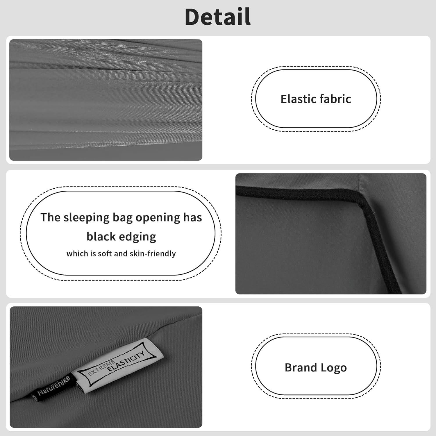 Forro de Saco de Dormir Naturehike Alta Elasticidad 340g Gris