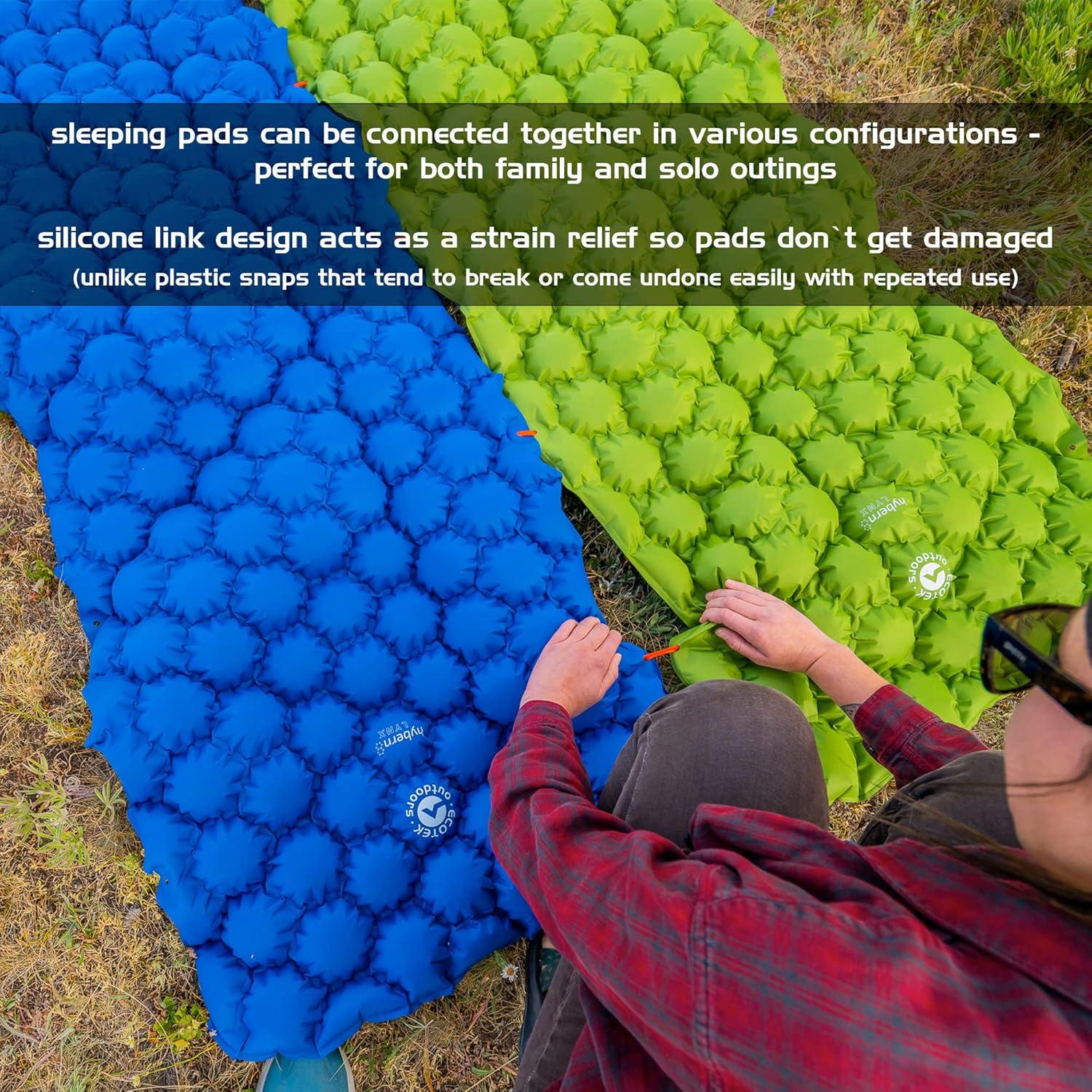 ECOTEK Outdoors Hybern8 Lynx - Linkable, Oversized Sleeping Pad - Innovative & Easy to Use - Lightweight & Compact - Perfect for Backpackers, Overlanders, Couples, and Families (Fire Orange)