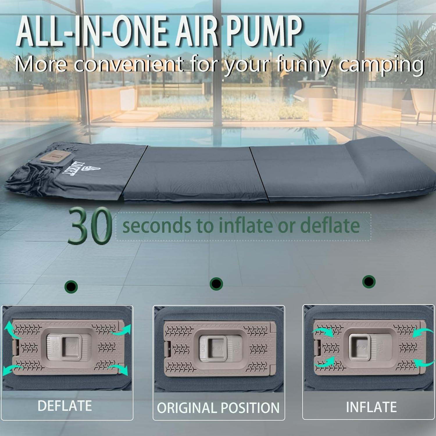 Sleeping Pad, Self Inflating Sleeping Pad for Camping with Electric Pump, Camping Mattress Compact for Backpacking Hiking Traveling Tent - Ultralight Air Mattress