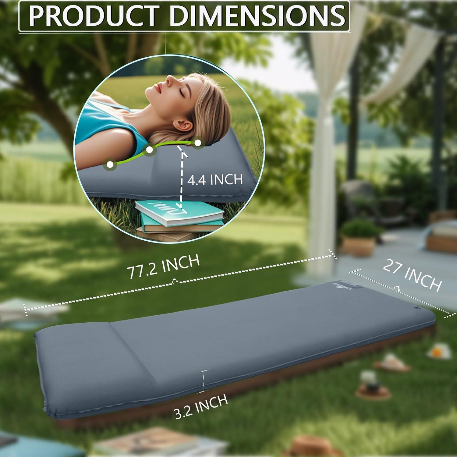 Sleeping Pad, Self Inflating Sleeping Pad for Camping with Electric Pump, Camping Mattress Compact for Backpacking Hiking Traveling Tent - Ultralight Air Mattress