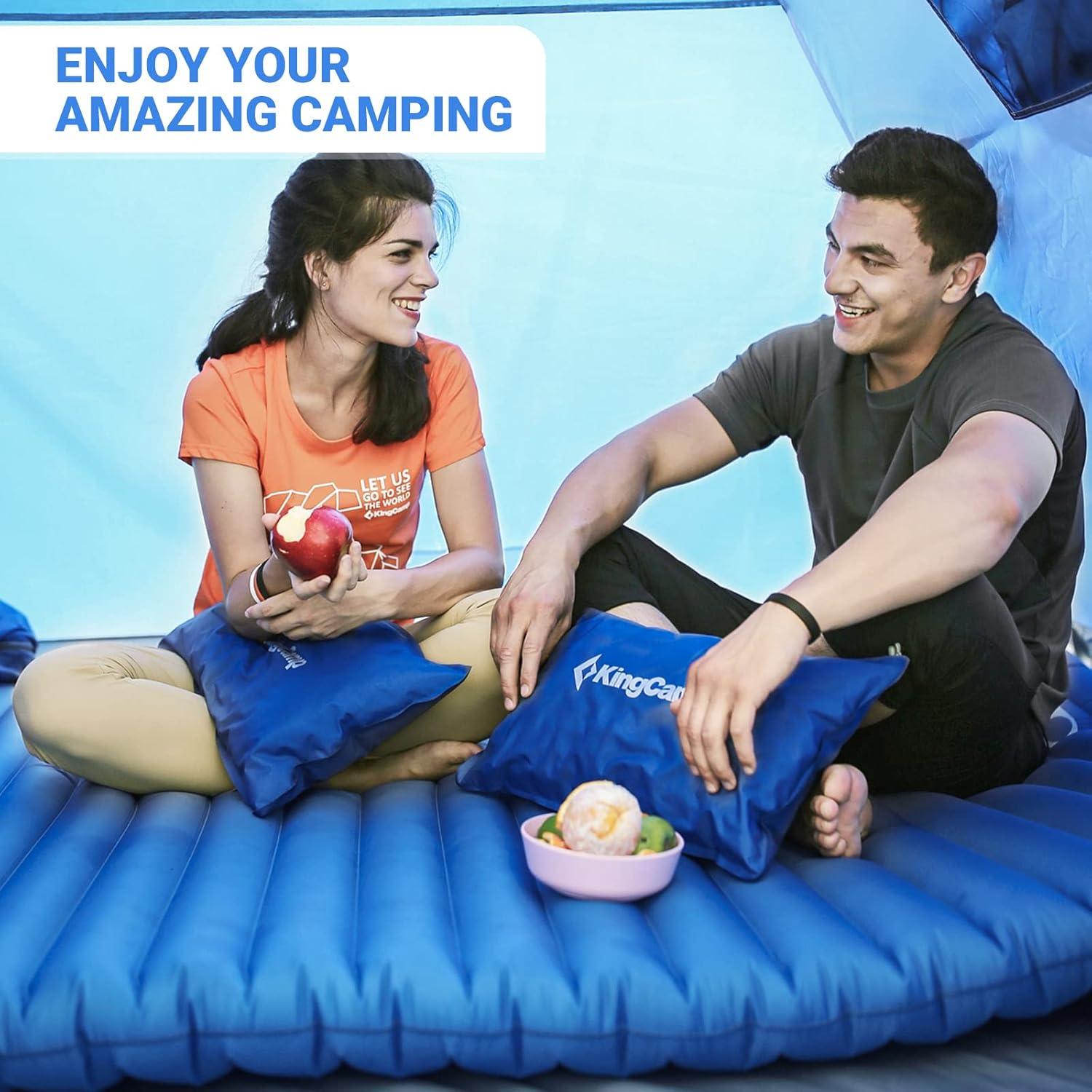 Colchón Inflable Doble KingCamp KM3589 Azul 3.9" Grueso