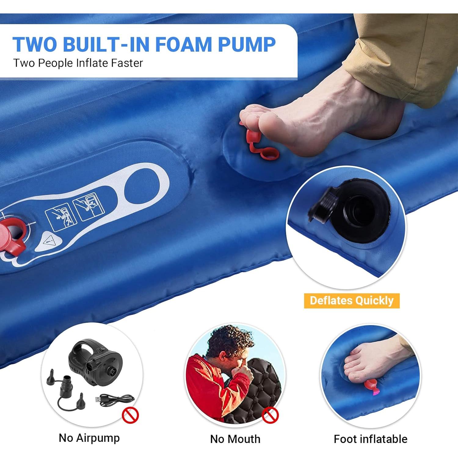 Colchón Inflable Doble KingCamp KM3589 Azul 3.9" Grueso