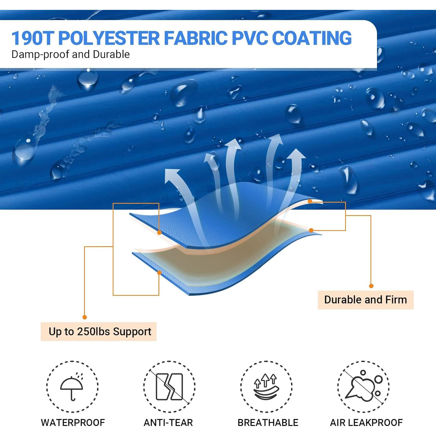 Colchón Inflable Doble KingCamp KM3589 Azul 3.9" Grueso