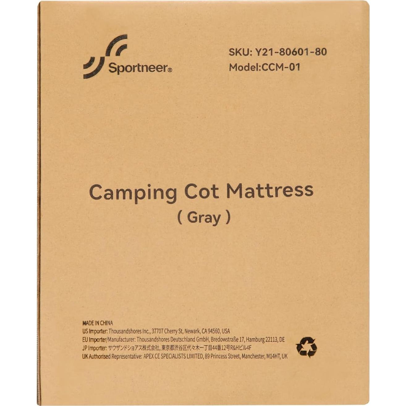 Colchón de Camping Sportneer 190.5x71.1 cm 2 cm Grosor Azul