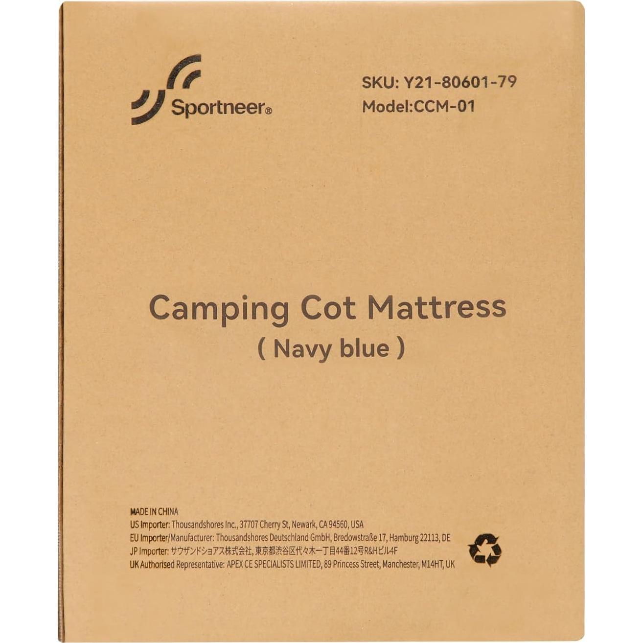 Colchón de Camping Sportneer 190.5x71.1 cm 2 cm Grosor Azul