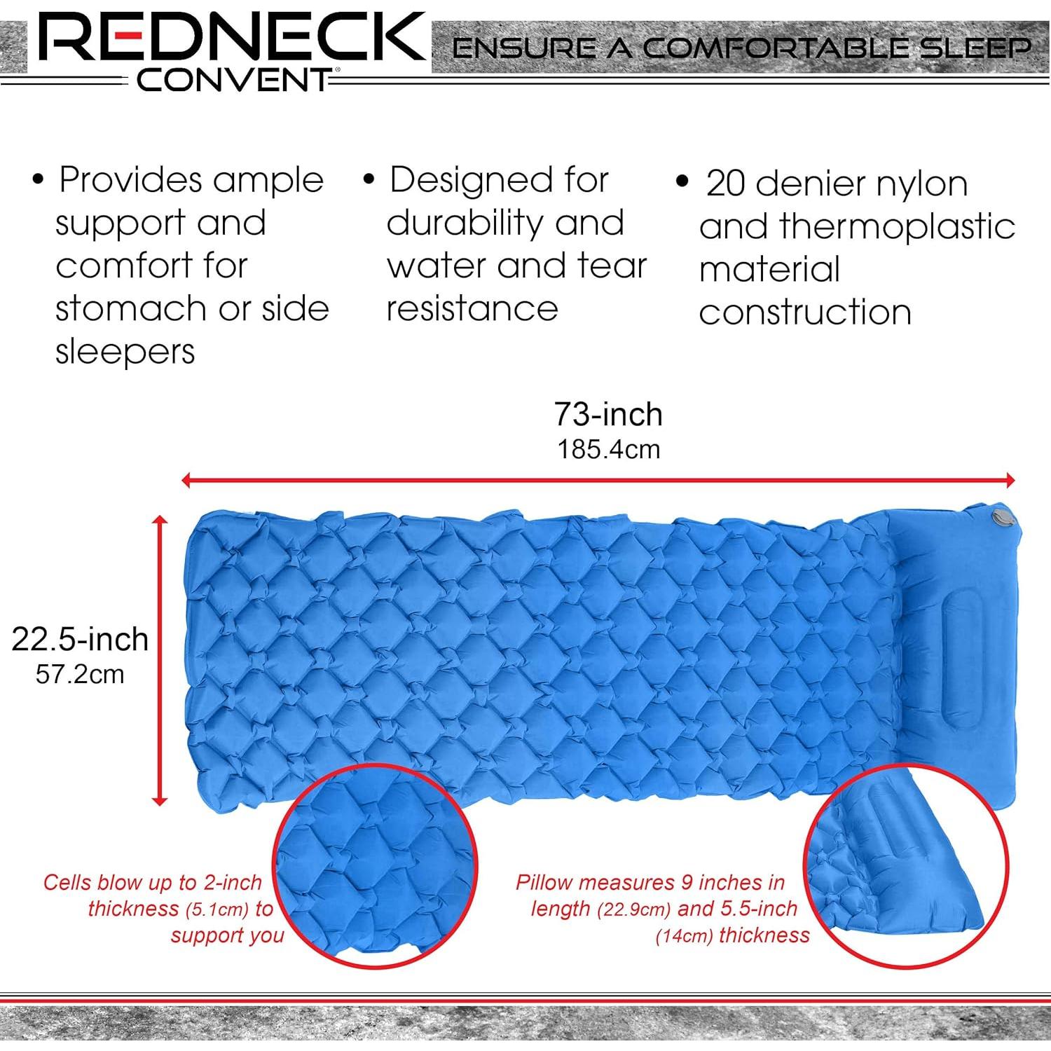 Colchón Inflable Camping Redneck Convent con Almohada 185x57cm