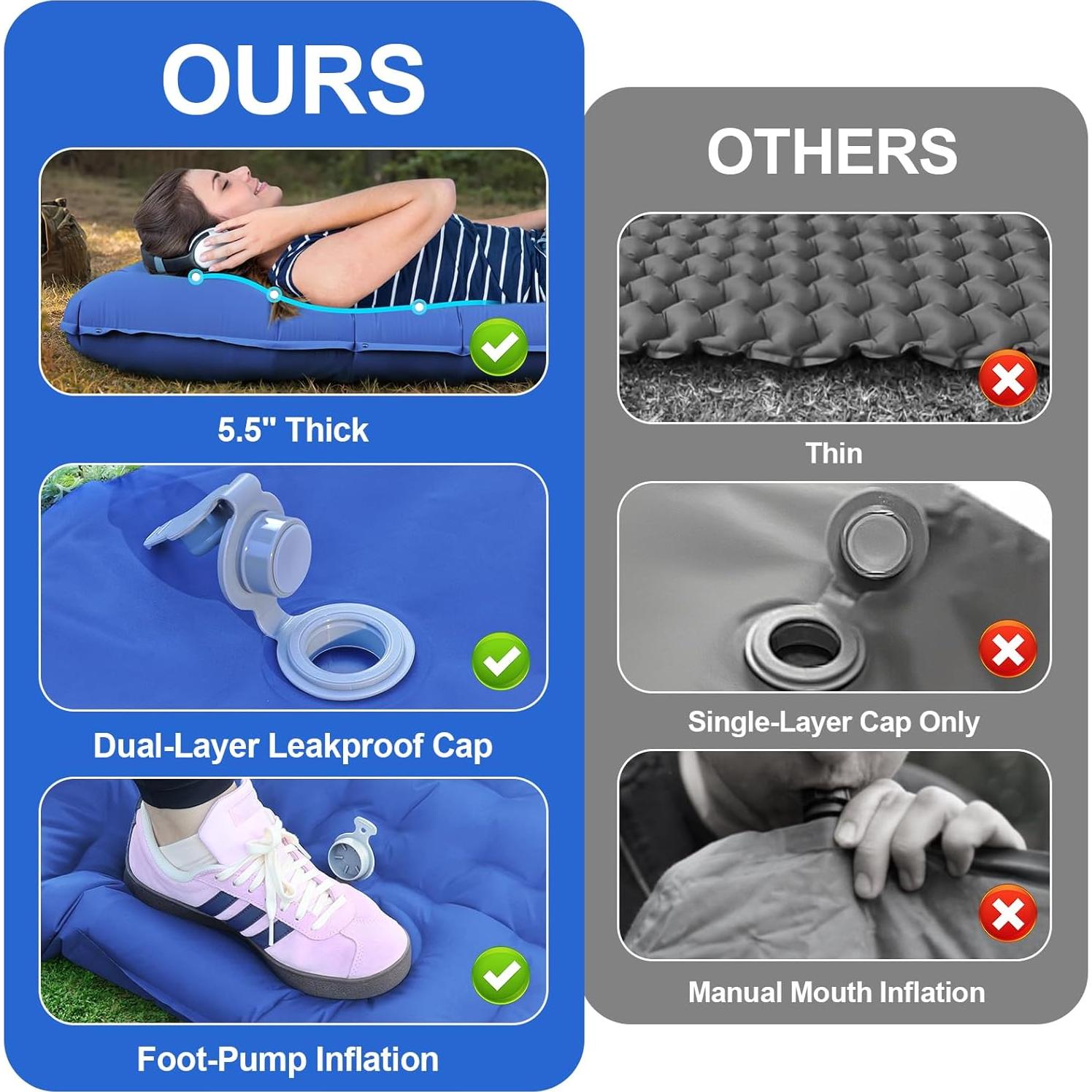 Colchoneta Inflable Hualonger 14 cm con Almohada y Bomba