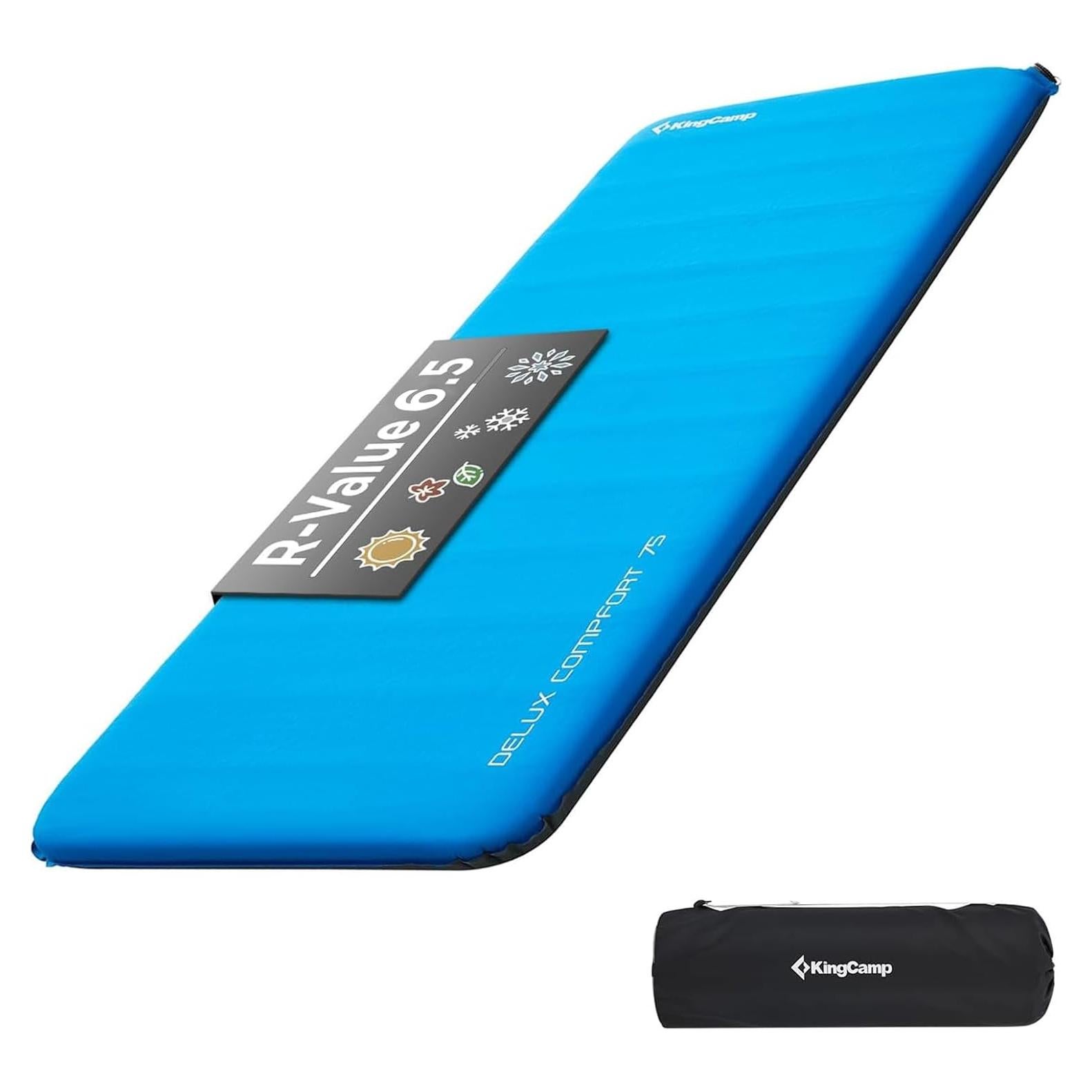 Colchón de Aire Autoinflable KingCamp 198x76 cm R 6.5 Azul