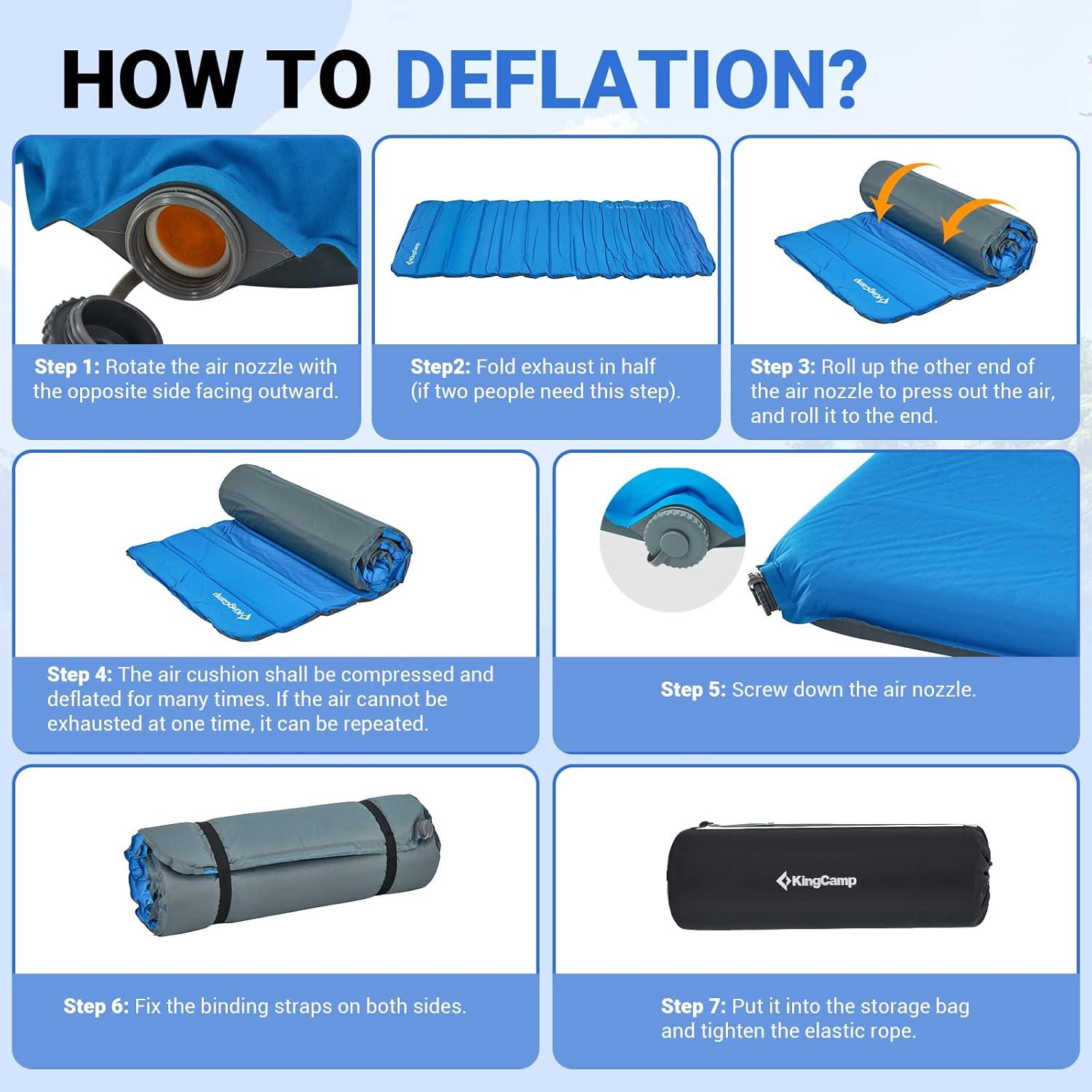 Colchón de Aire Autoinflable KingCamp 198x76 cm R 6.5 Azul