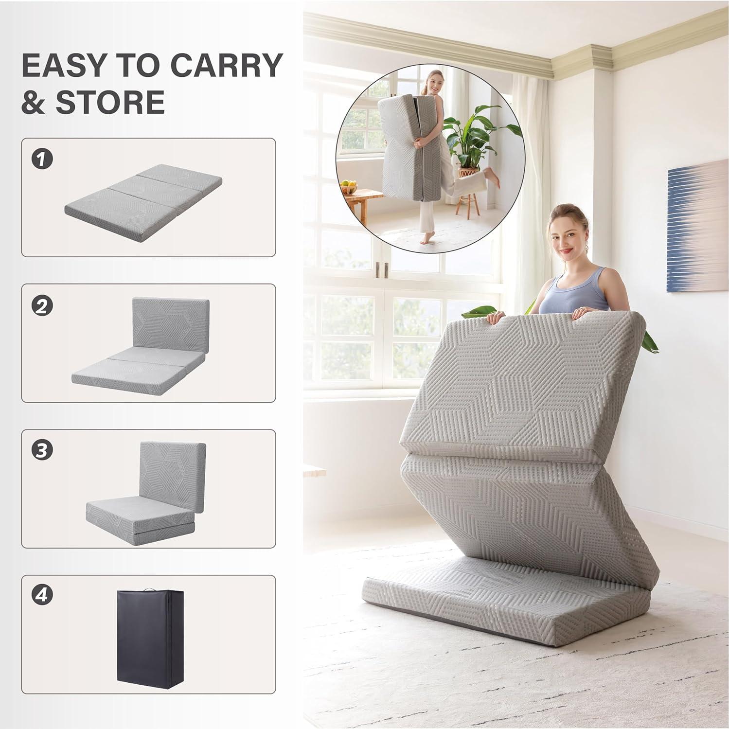 Colchón Plegable MLILY de Espuma Viscoelástica 4" Individual