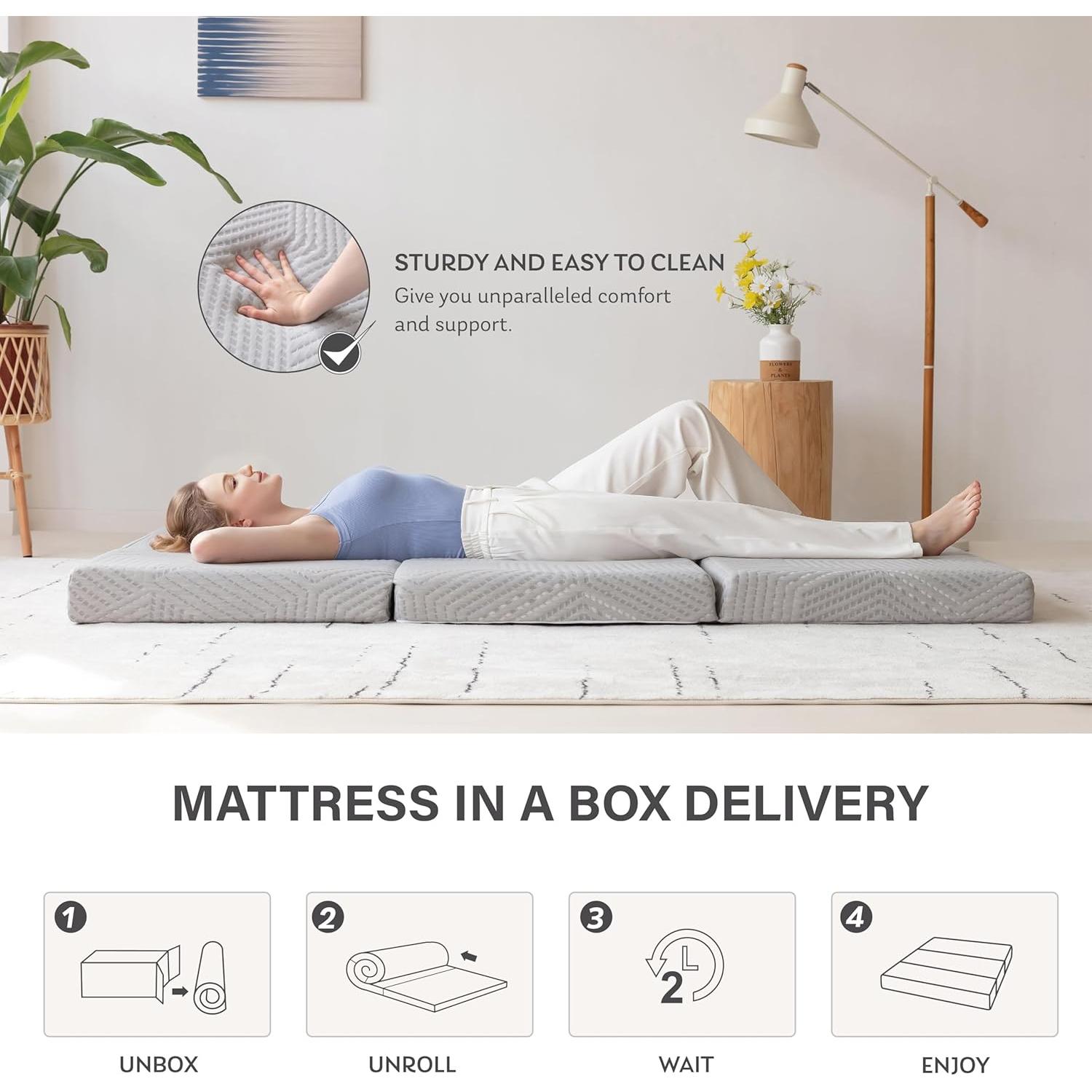 Colchón Plegable MLILY de Espuma Viscoelástica 4" Individual