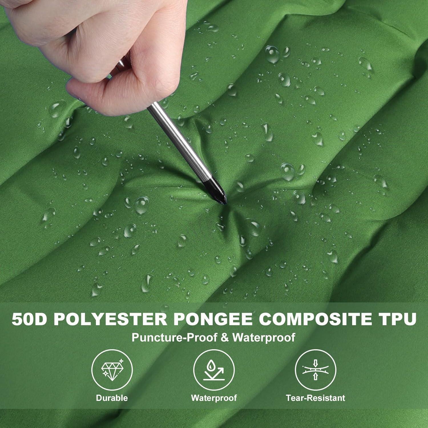 Almohadilla de Camping MINGPINHUIUS 4.7" Autoinflable Verde Oliva