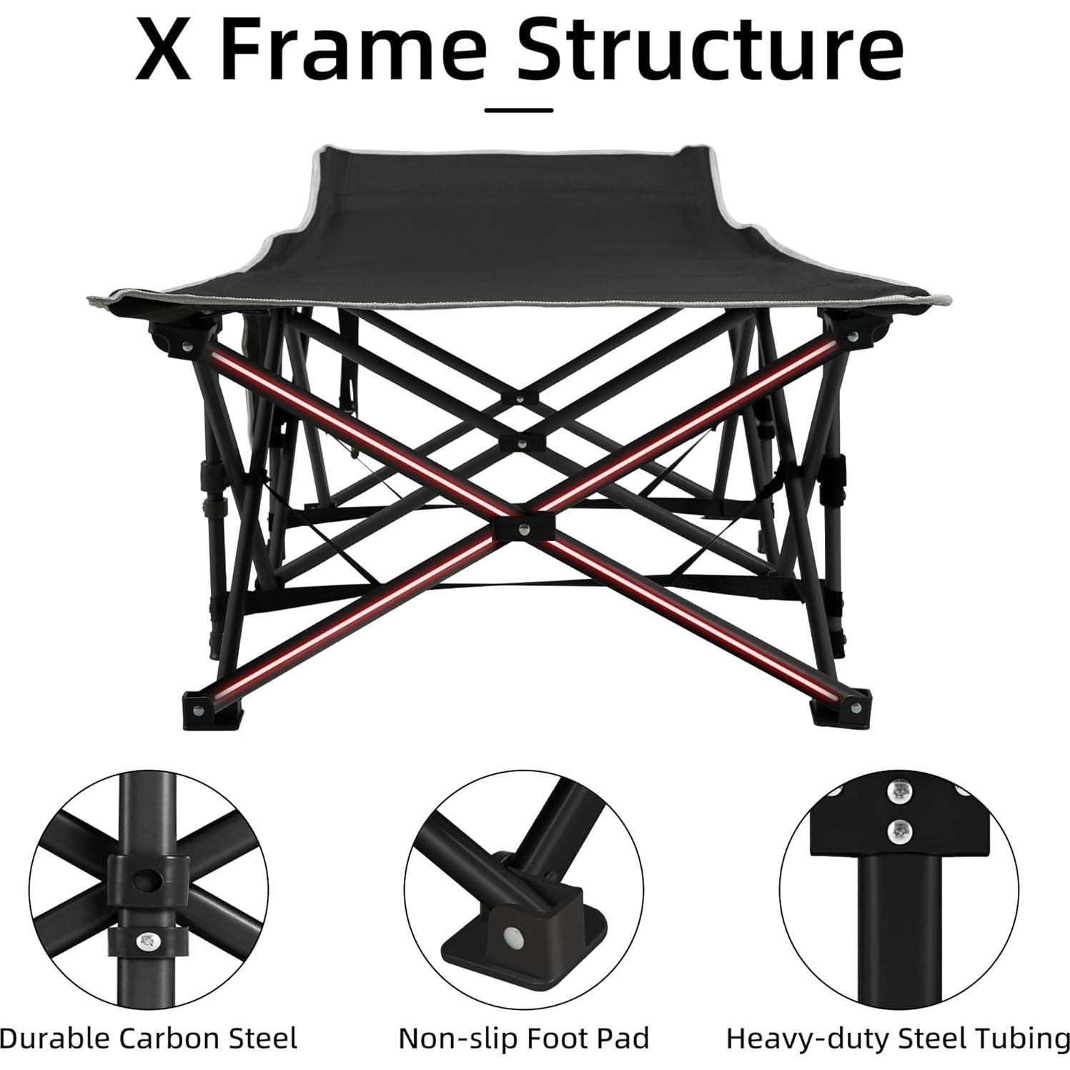 Cama de Camping Plegable Fragess 190.5x71 cm 272 kg Negro