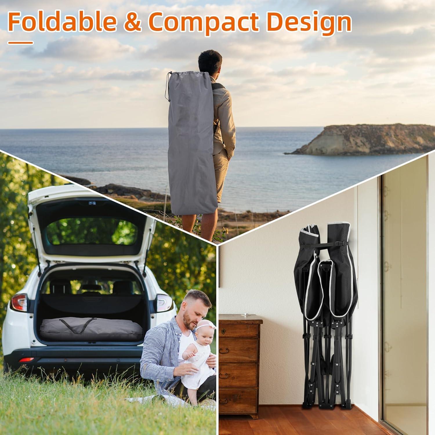 Cama de Camping Plegable Fragess 190.5x71 cm 272 kg Negro