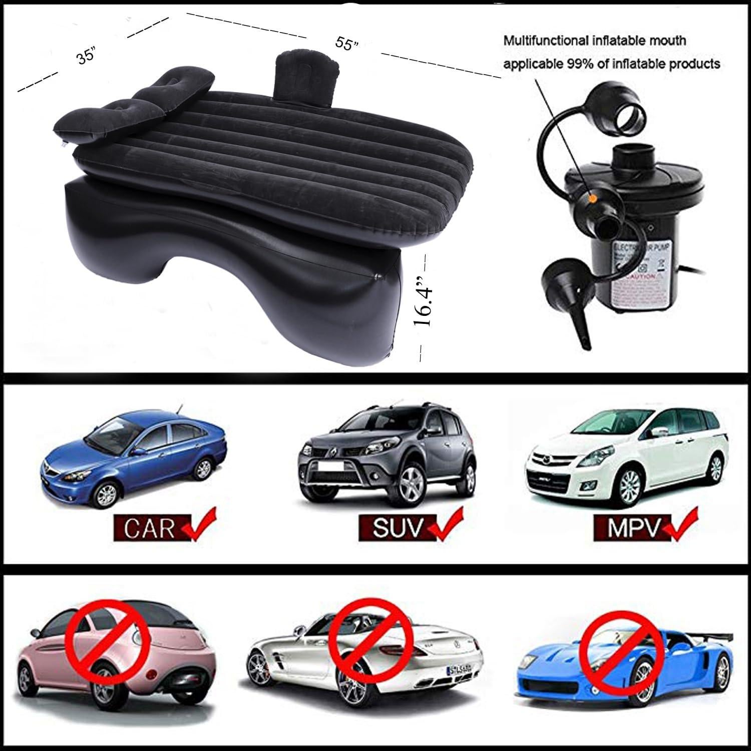 Colchón Inflable para Coche Onirii 140x89 cm con Bomba