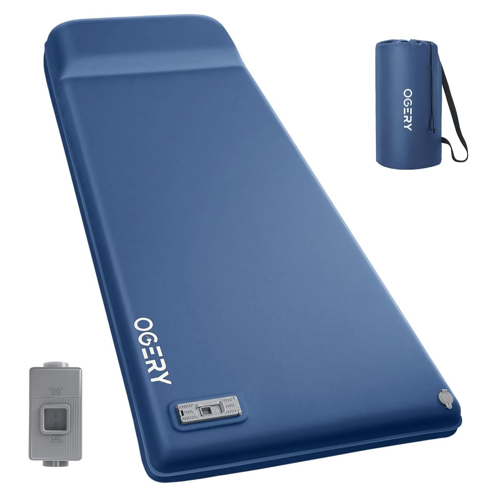 Colchón Autoinflable OGERY 3.15" Espuma Viscoelástica Azul