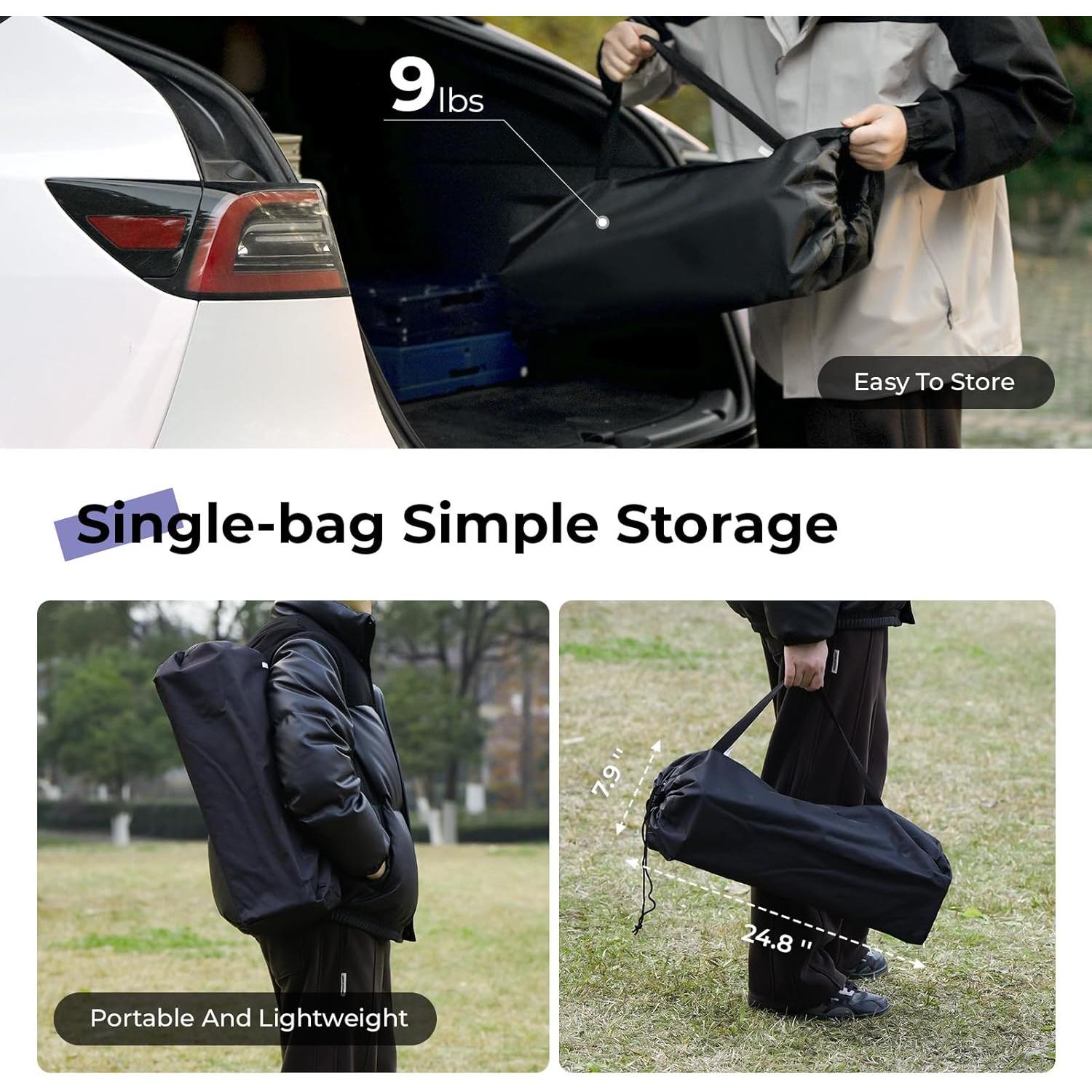 Mesa de Camping Plegable Byliable 93.4x55.5cm Ajustable Negra