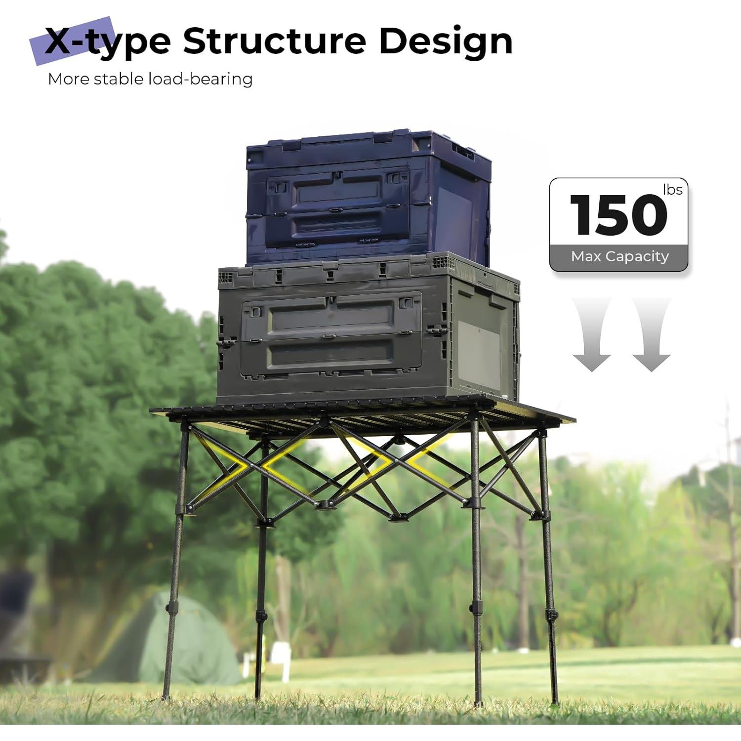 Mesa de Camping Plegable Byliable 93.4x55.5cm Ajustable Negra