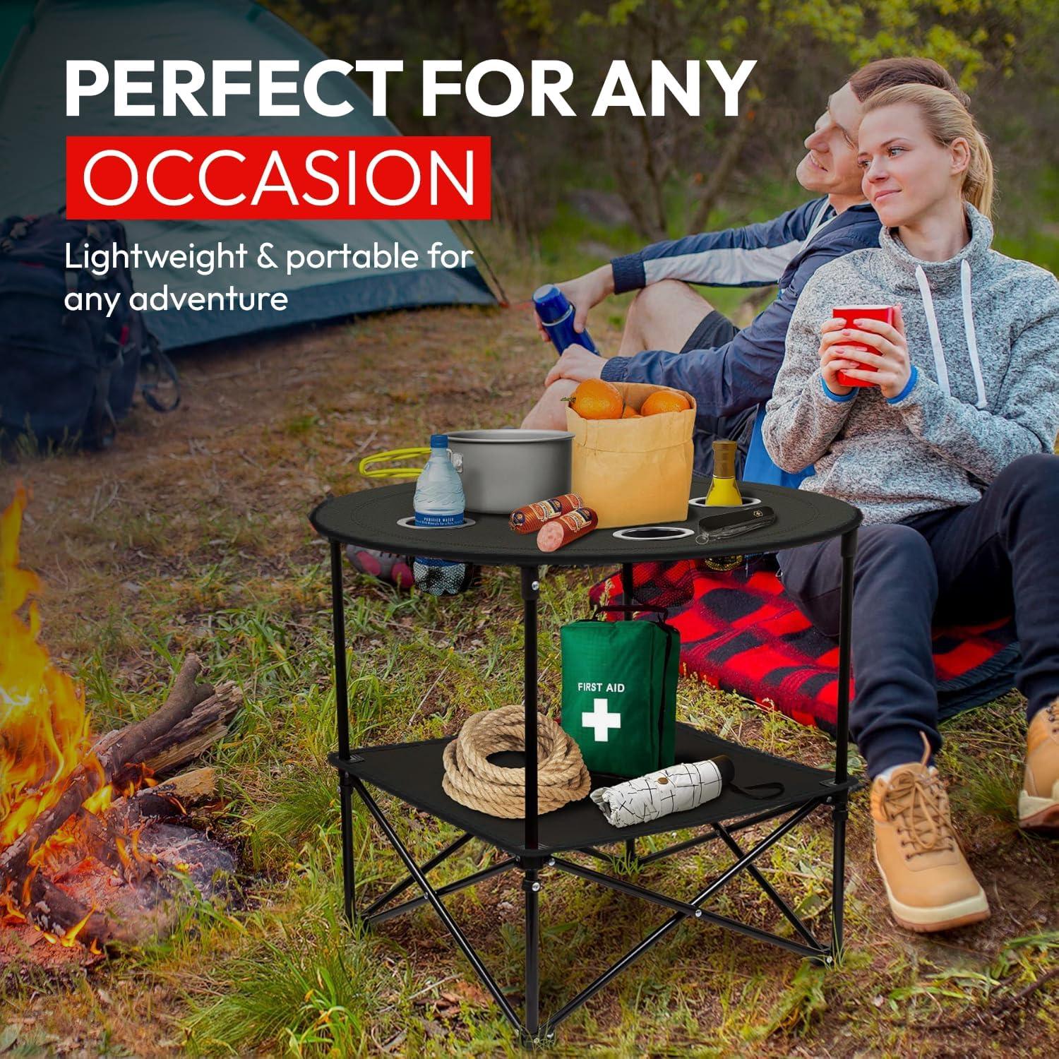 Mesa de Camping Plegable HavenCove 74x74x60cm Oxford 600D