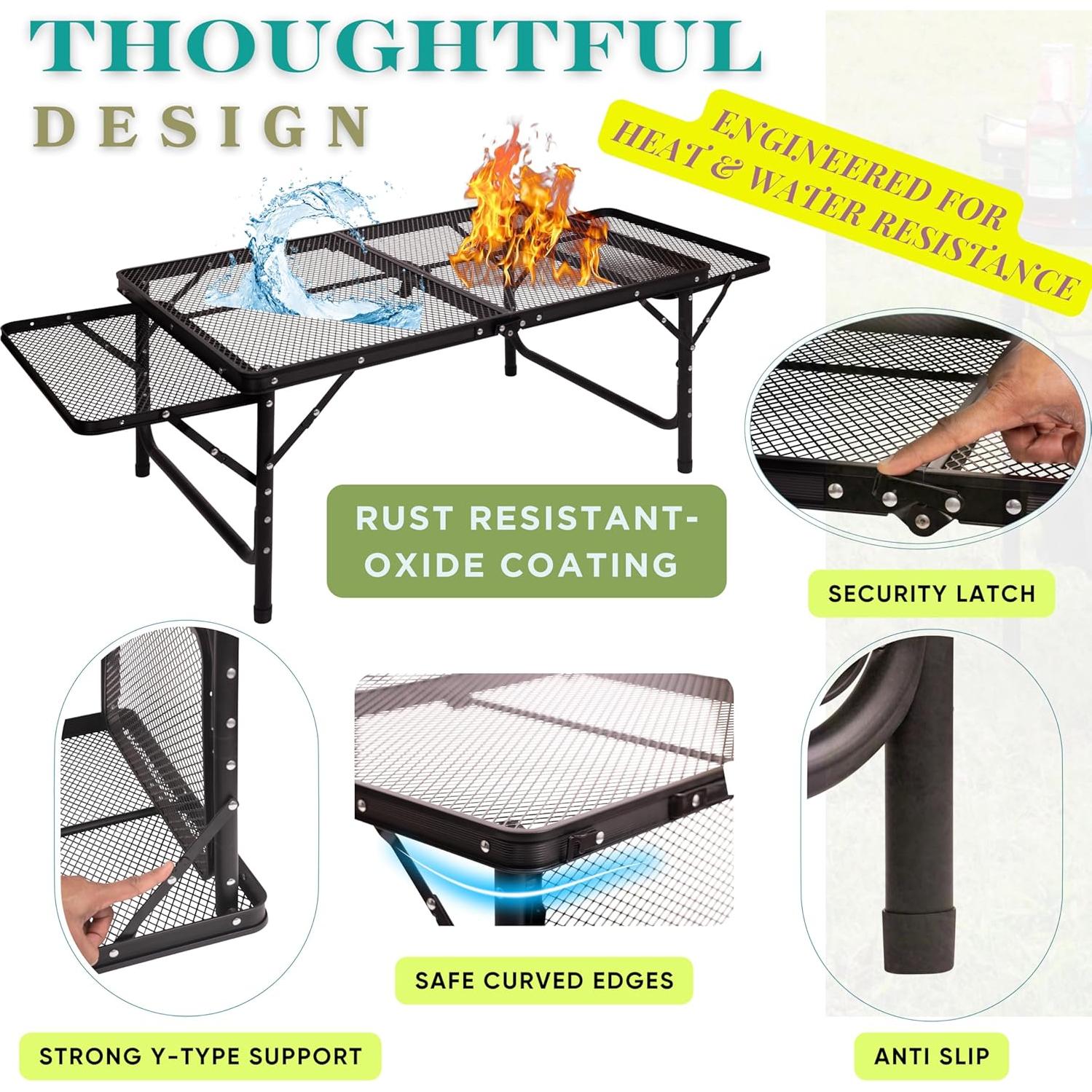 Mesa Plegable DAFRUM 1.34m Ajustable para Camping y Picnic